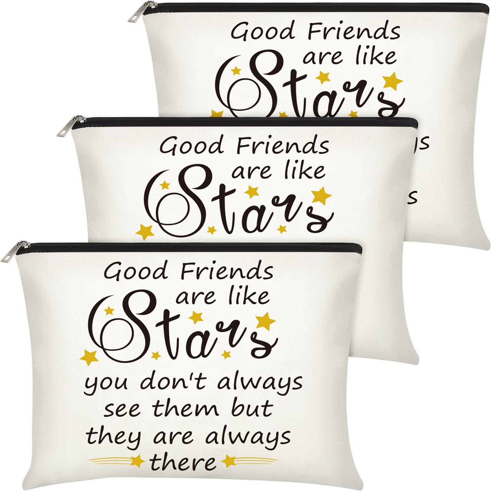 3 Pieces Good Friend Gifts Cosmetic Bag for Women, Funny Long Distance  Friendship, Birthday, Moving Away,