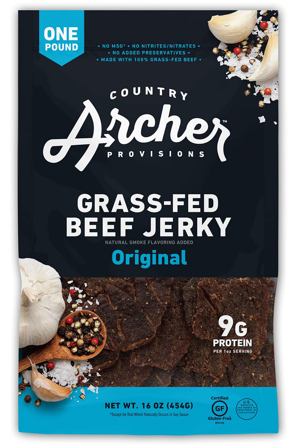 Original Beef Jerky by Country Archer 8% Grass-Fed Gluten Free Original Beef Jerky by Country Archer 8% Grass-Fed Gluten Free