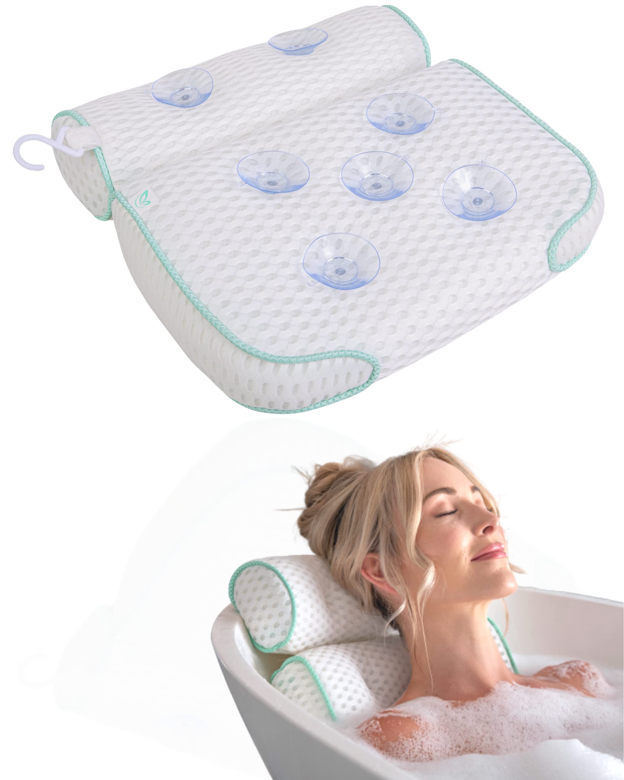 Full Body Bath Pillow, Bath Pillows for tub with Mesh Washing Bag & 21  Non-Slip Suction Cups, Spa Bathtub Pillow for Head Neck Shoulder and Back