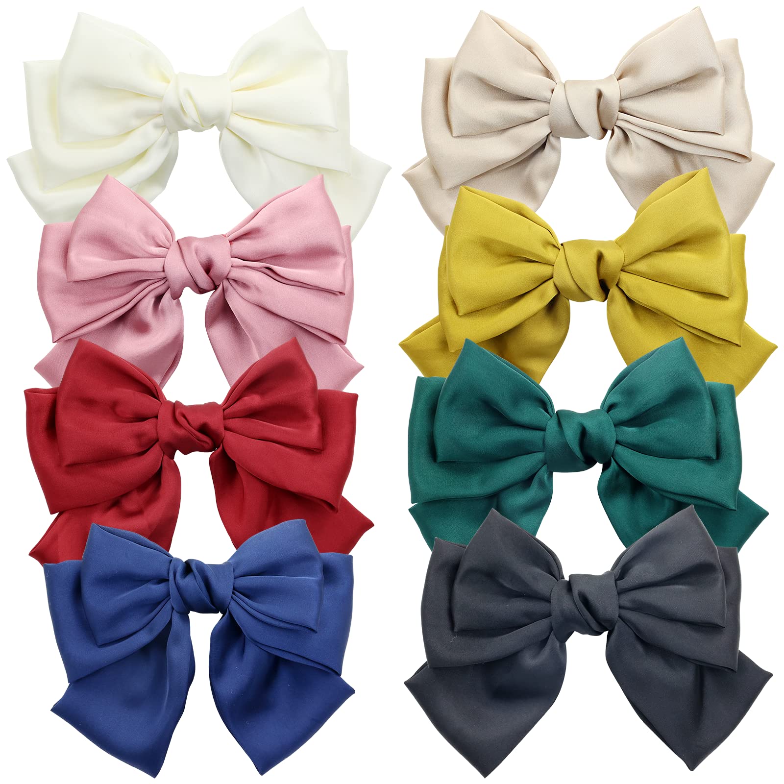 8 Pack 6 Inch Long Hair Ribbon Bow Alligator Clips Barrettes for Girls,  Bowknot Satin Bows for Hair, Big Hair Bows for Women, Pink Red Blue Green  Black Christmas Hair Bows Clips