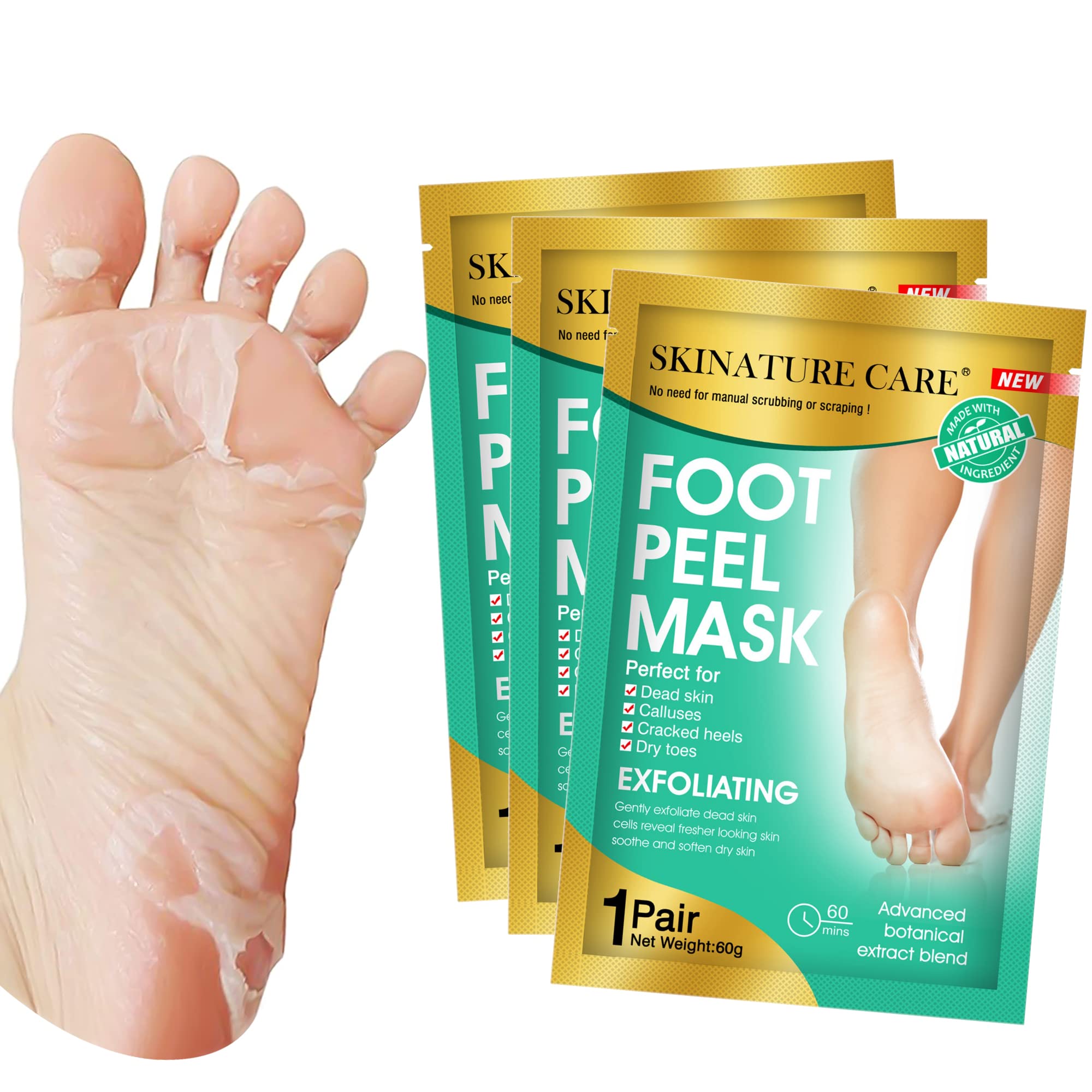 SKINATURE CARE Foot Peel Mask 3 Pack of Exfoliating Foot Mask for Cracked  Heels and Dead Skin Calluses Remover - Moisturize and Repair Rough Heels  Lavender 3 Pairs