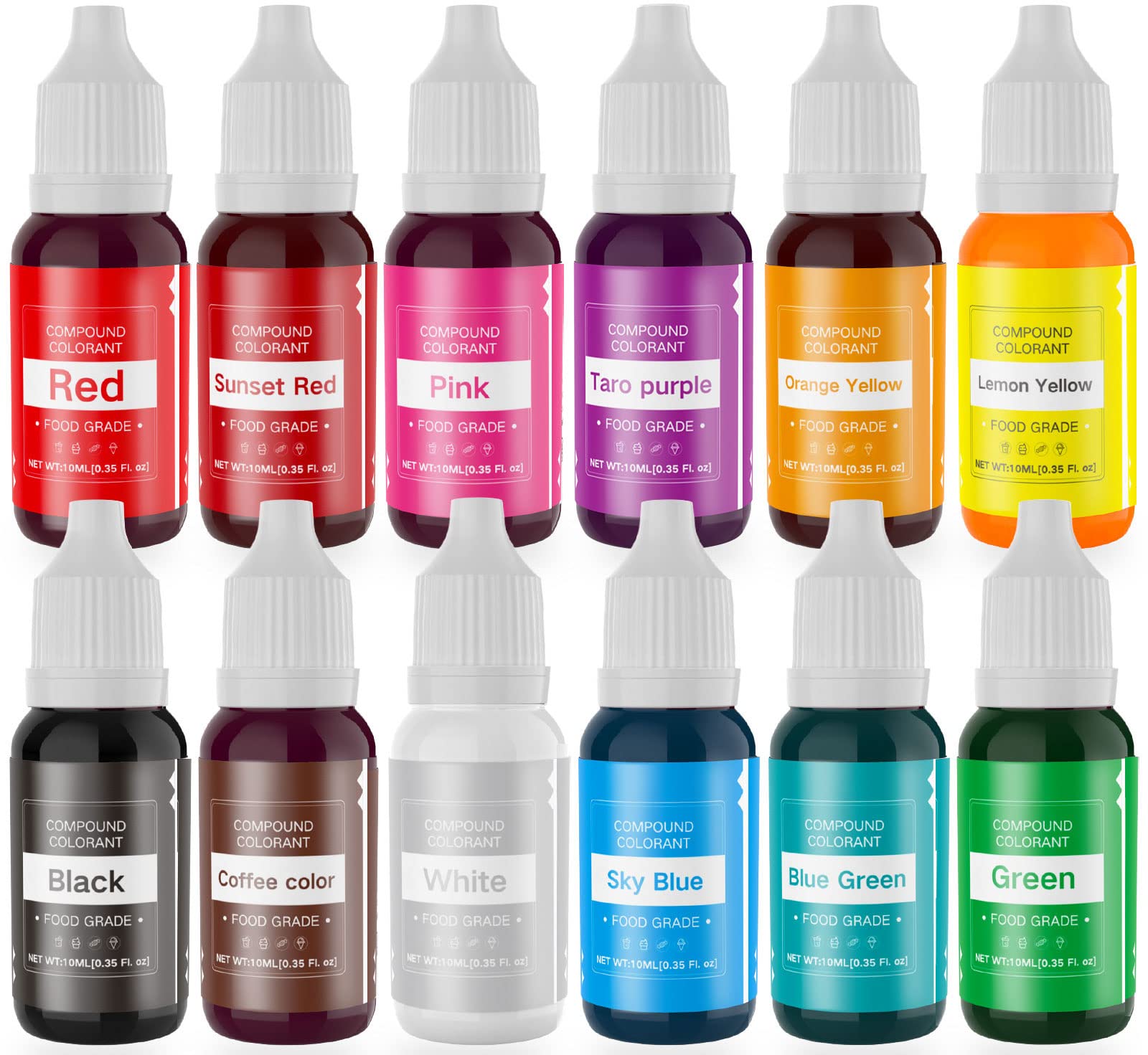 Food Coloring Liquid Set - 12 Color Food Grade Food Color Dye