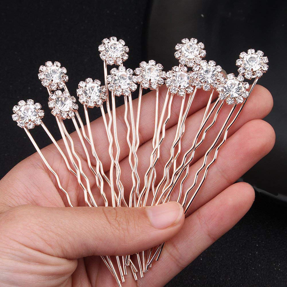 minkissy 4pcs Crystal Stone Hairpin Hair Pearls Hair Accessories for Women  Wedding Hair Jewels Hair Diamonds Stick on Bobby Hair Accessories for Bride