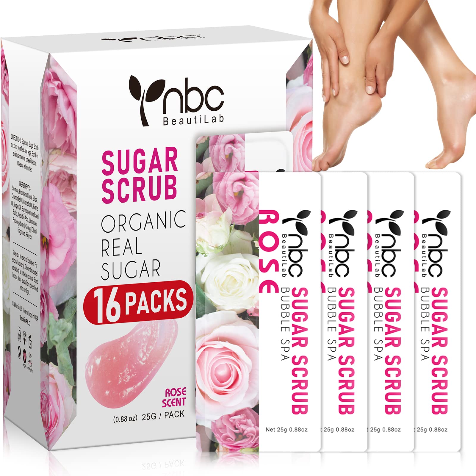 Foot Scrub Exfoliating Sugar Scrub For Feet Foot Care Pedicure Gel Supplies Foot  Exfoliator Pedicure Scrub For Feet Rose Scent 16 Packs A Box