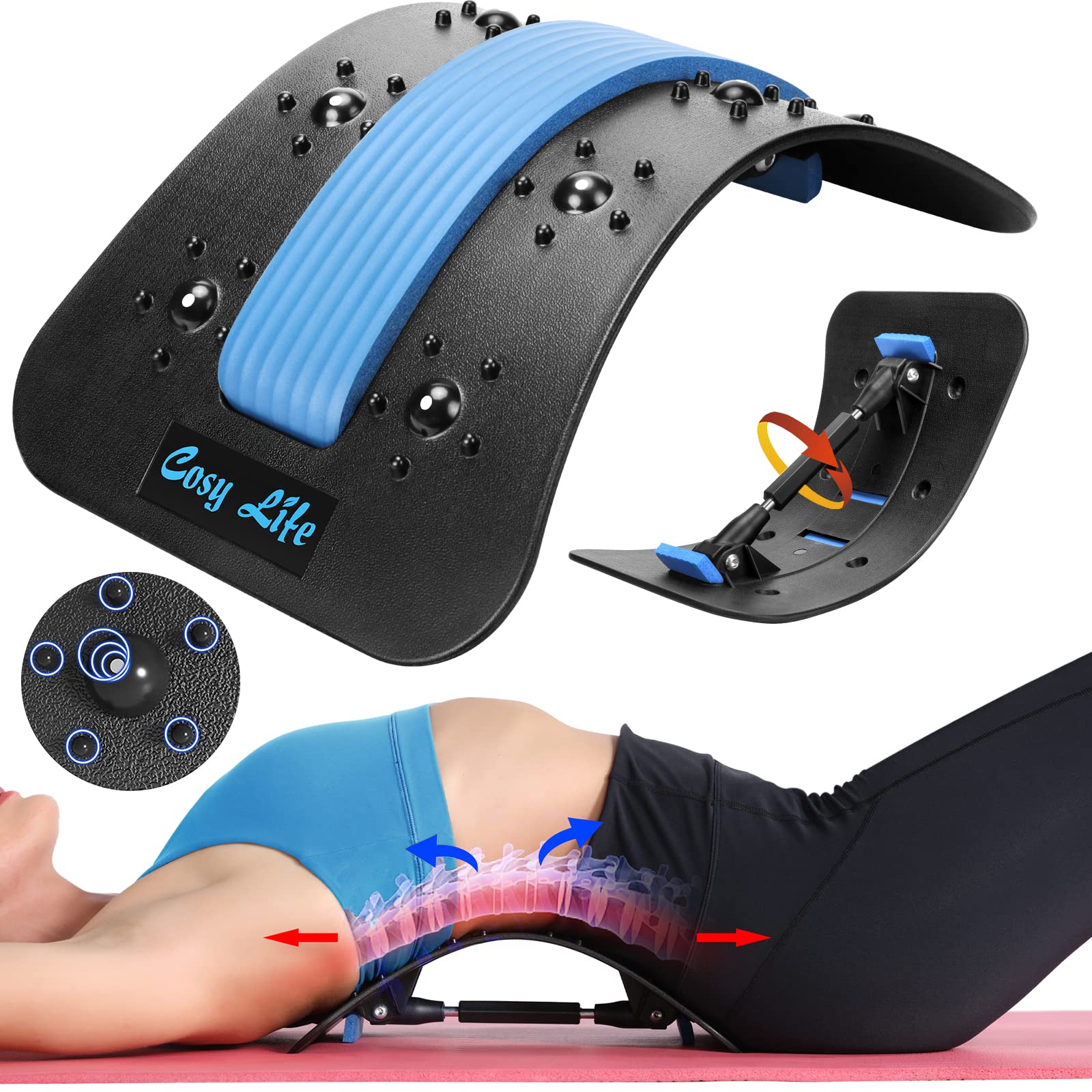 Back Stretcher, Upper and Lower Back Massager, Pain Relief for Back  Herniated Disc, Sciatica, Scoliosis, Multi-Level Back Extension Lumbar  Support