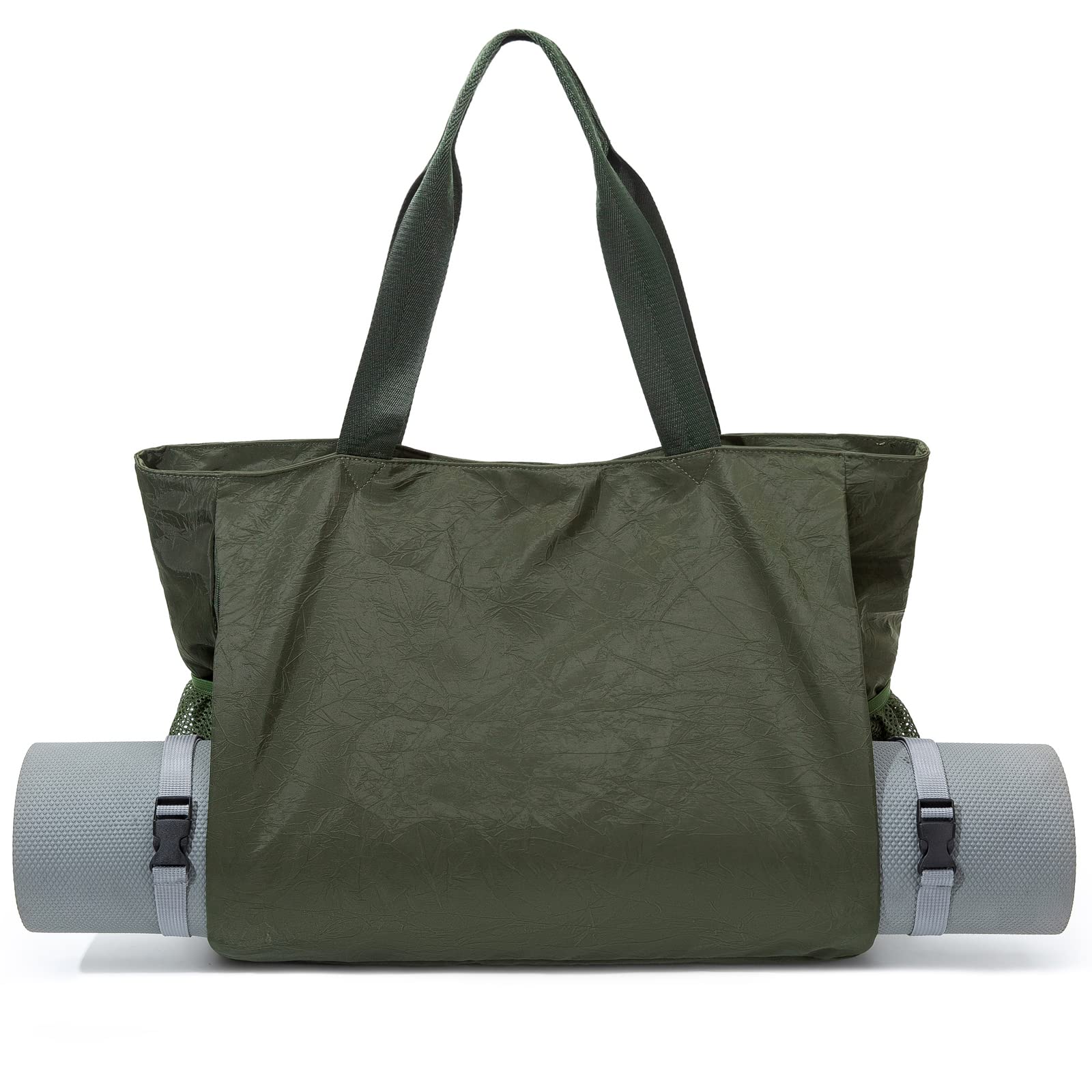 Yoga Women Canvas Tote Shoulder Bag Fashion Gym Bag with Yoga Mat