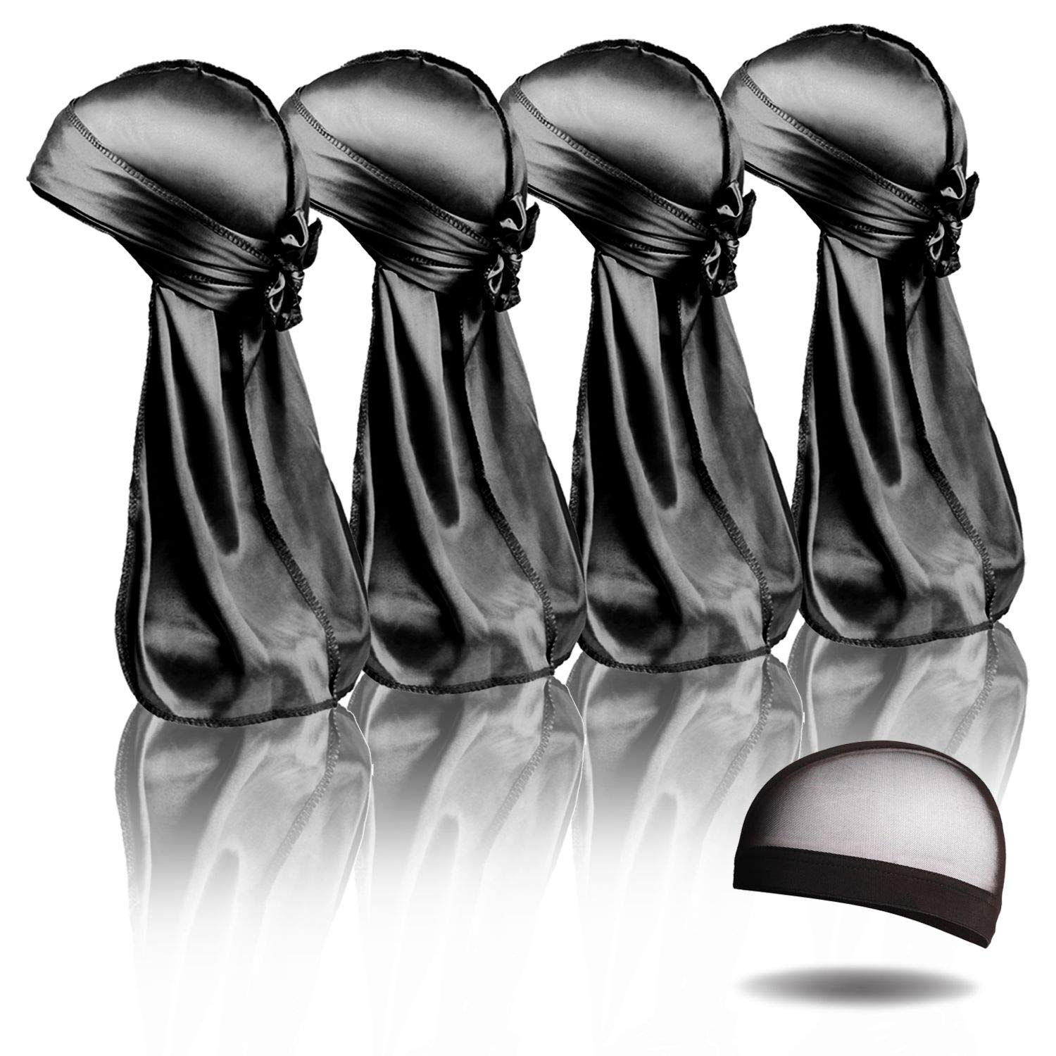 Turban For Men Silk Durag For Men 3Pcs 20 Inch Average Size Black