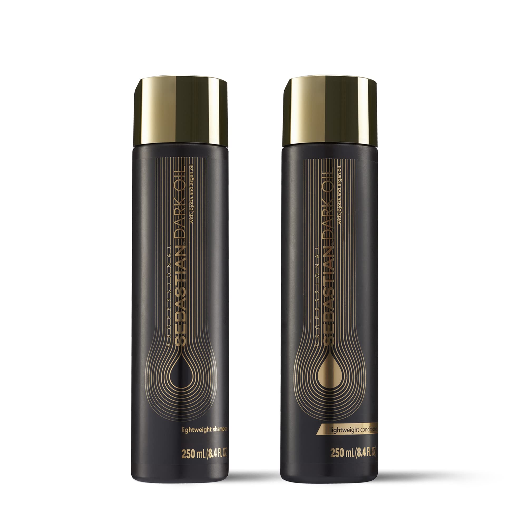 Sebastian Professional Dark Oil Lightweight Shampoo & Conditioner Set  Infused With Jojoba & Argan Oil