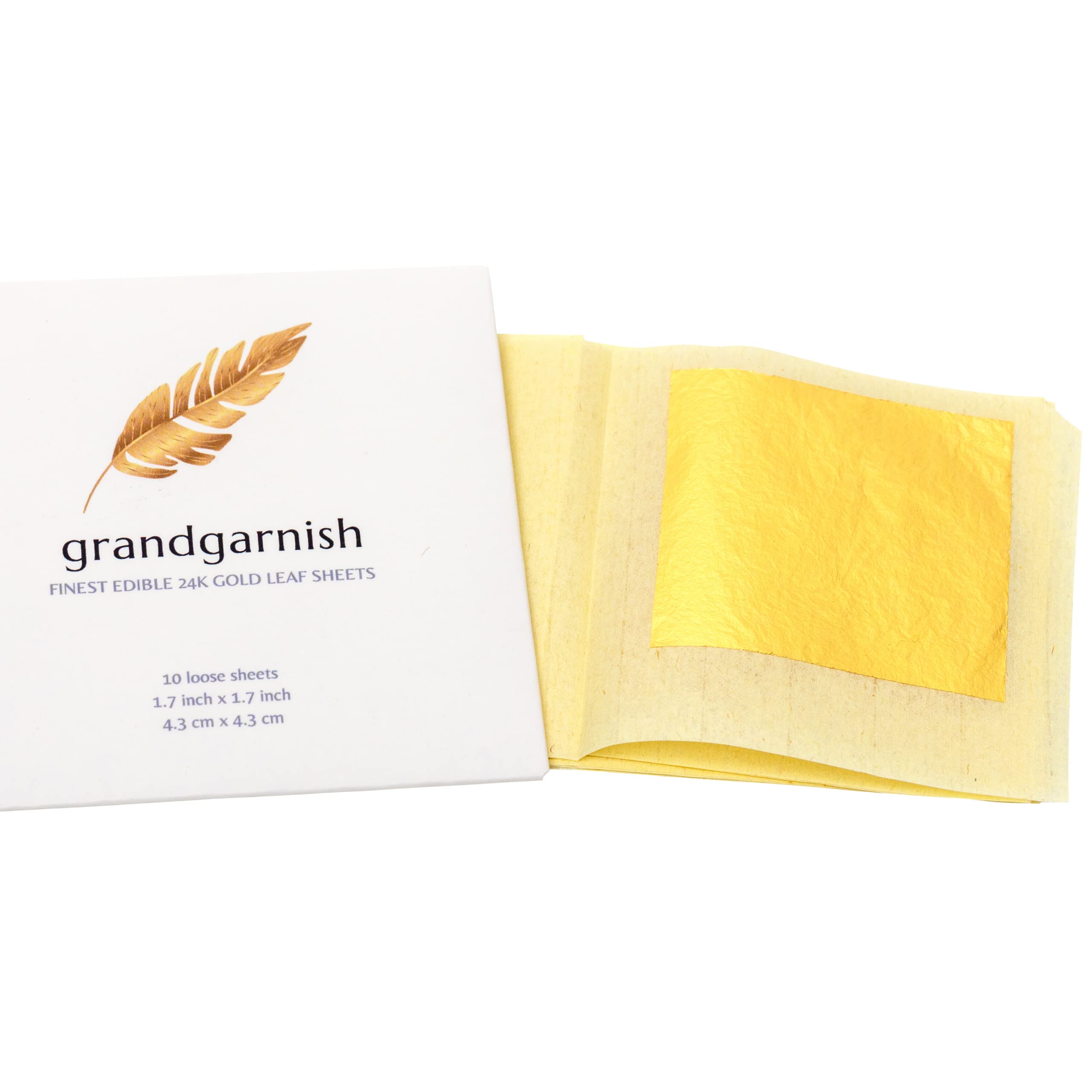 grandgarnish 24K Edible Gold Leaf Sheets -1.7 inch Small 10 Pc