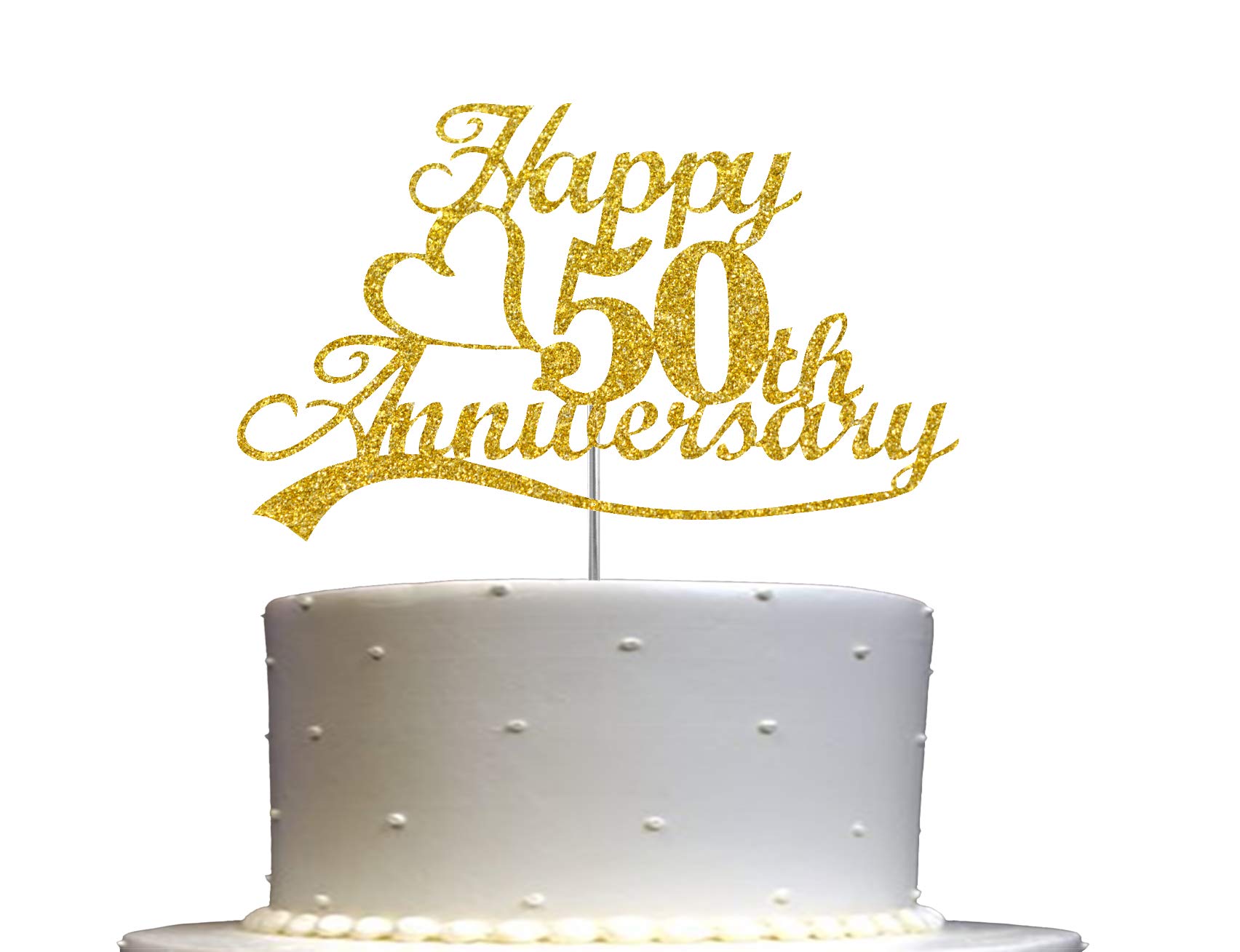 50th Anniversary Cake Topper Gold Glitter, 50 Wedding Anniversary ...