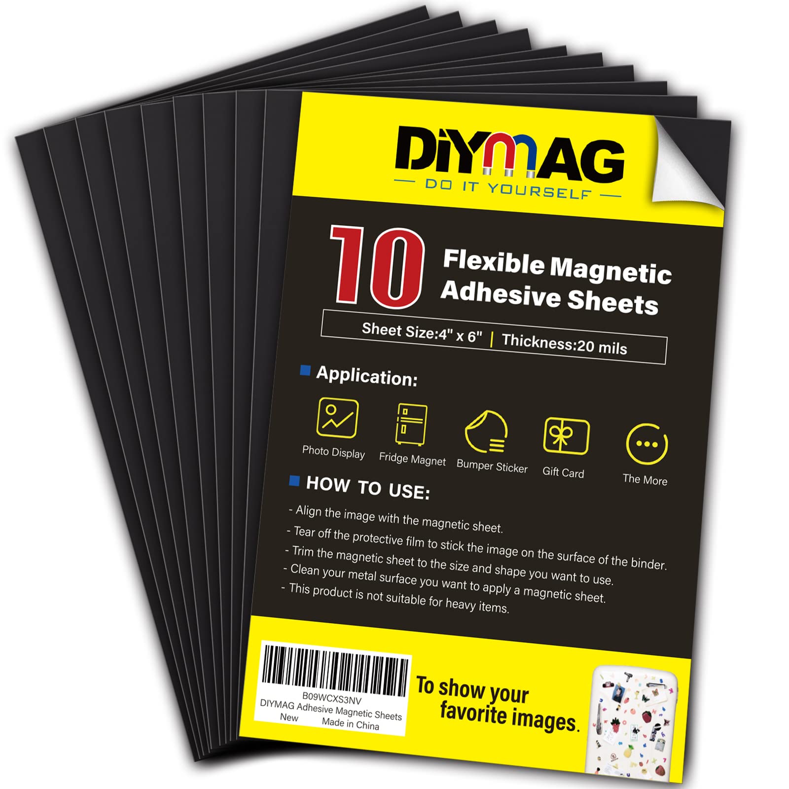 DIYMAG Magnetic Adhesive Sheets,, 4 x 6