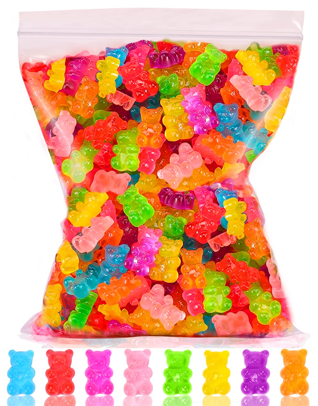 20pcs Jelly Nail Charms Resin Flatbacks Candy Bear Decoration