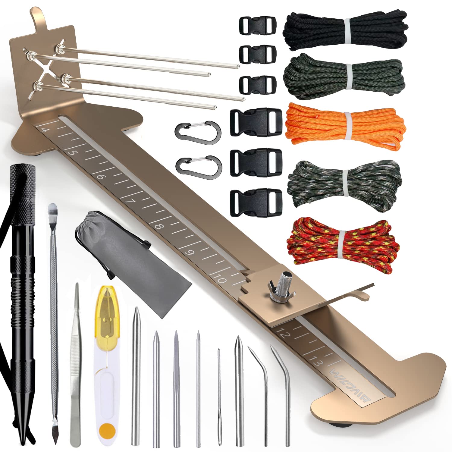 WILDAIR Paracord Bracelet Jig Kit with Knotters Tool Marlin Spike Paracord  FID Set Lacing Needles/Fids for Paracord Work Paracord Tool Kit Adjustable  Length 4 to 13 Paracord Jig Bracelet Maker