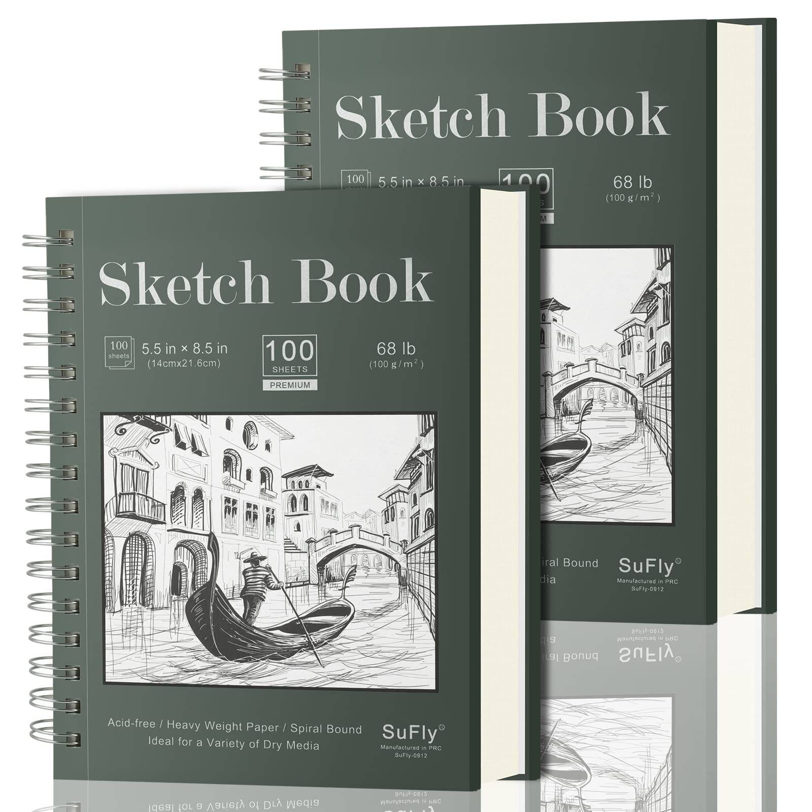 Sketch Book 5.5 X 8.5 - Spiral Sketchbook Pack of 2 SuFly 200 Sheets (68  lb/100gsm) Acid Free Sketch Pads for Drawing for Adults Spiral-Bound with  Hard Cover for Kids & Adults