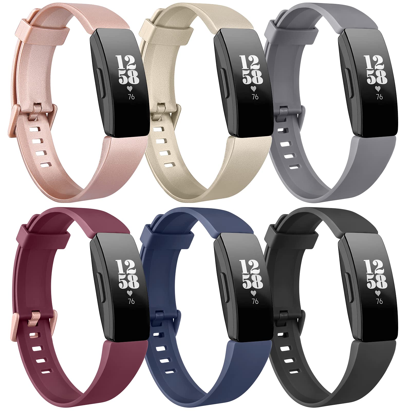 6 Pack] Bands Compatible with Fitbit Inspire HR & Fitbit Inspire 2 & Fitbit  Inspire & Fitbit Ace 2 Fitness Tracker for Women Men, Sport Silicone Bands  Replacement for Fitbit Inspire 2