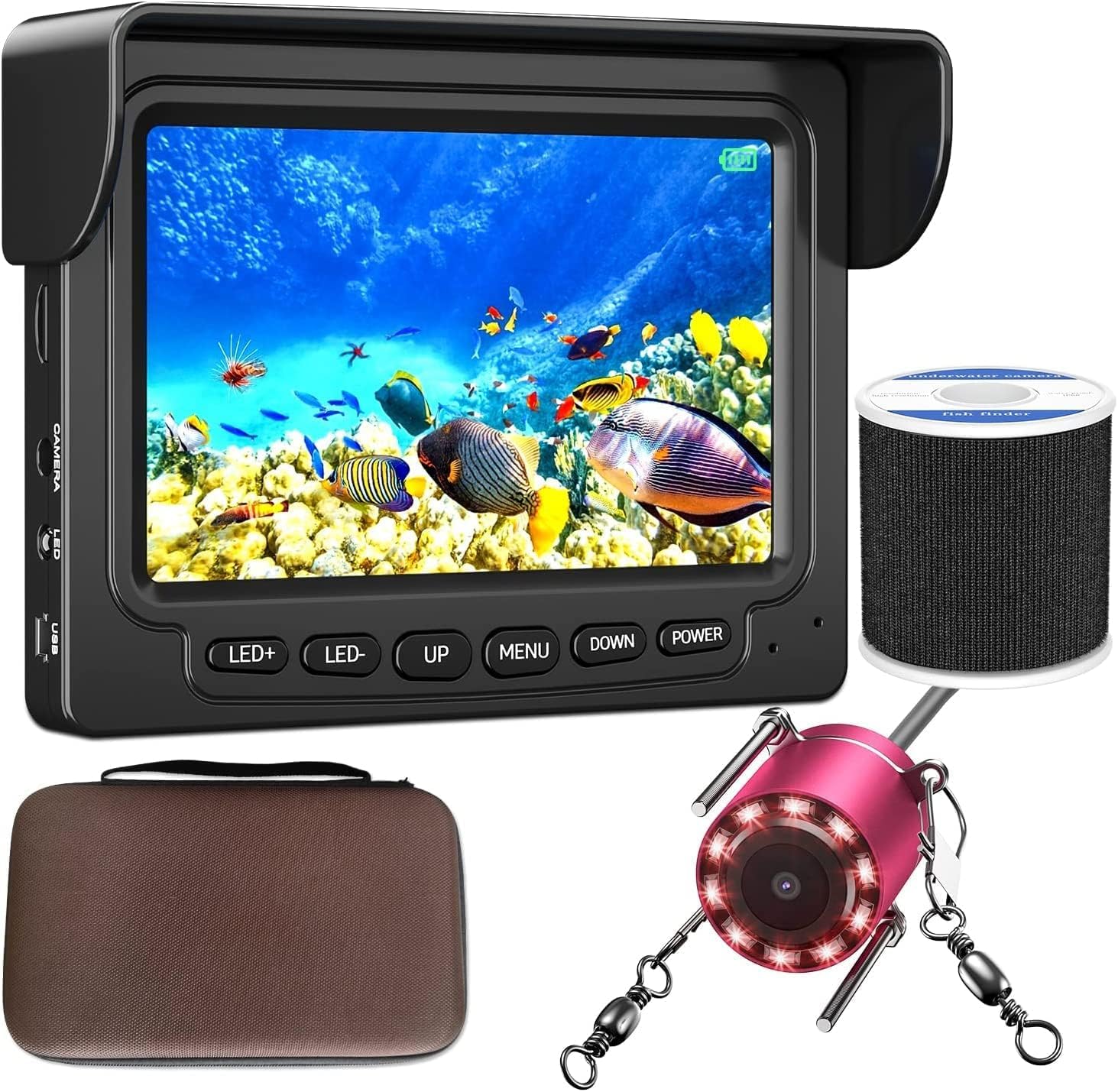Anysun Underwater Fishing Camera 98Ft/30M Ice Fishing Camera with Red IR  Infrared LEDs IP68 Waterproof