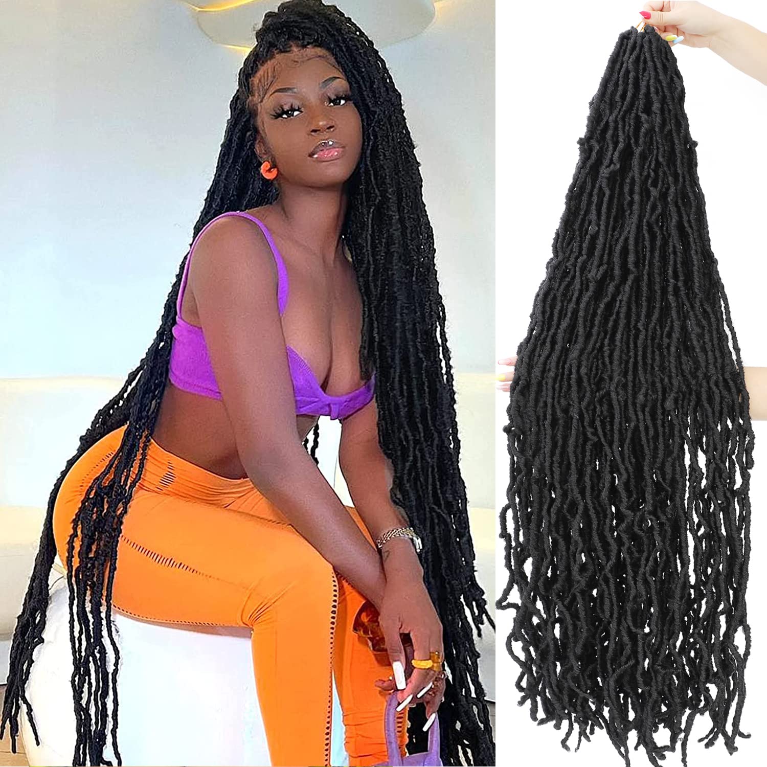 40 Inch New Soft Locs Crochet Hair 6 Packs Natural Color Faux Locs Crochet  Braids Hair Pre Looped Synthetic Super Long Goddess Locs Pre Extended Crochet  Locs Braiding Hair (40 Inch (Pack