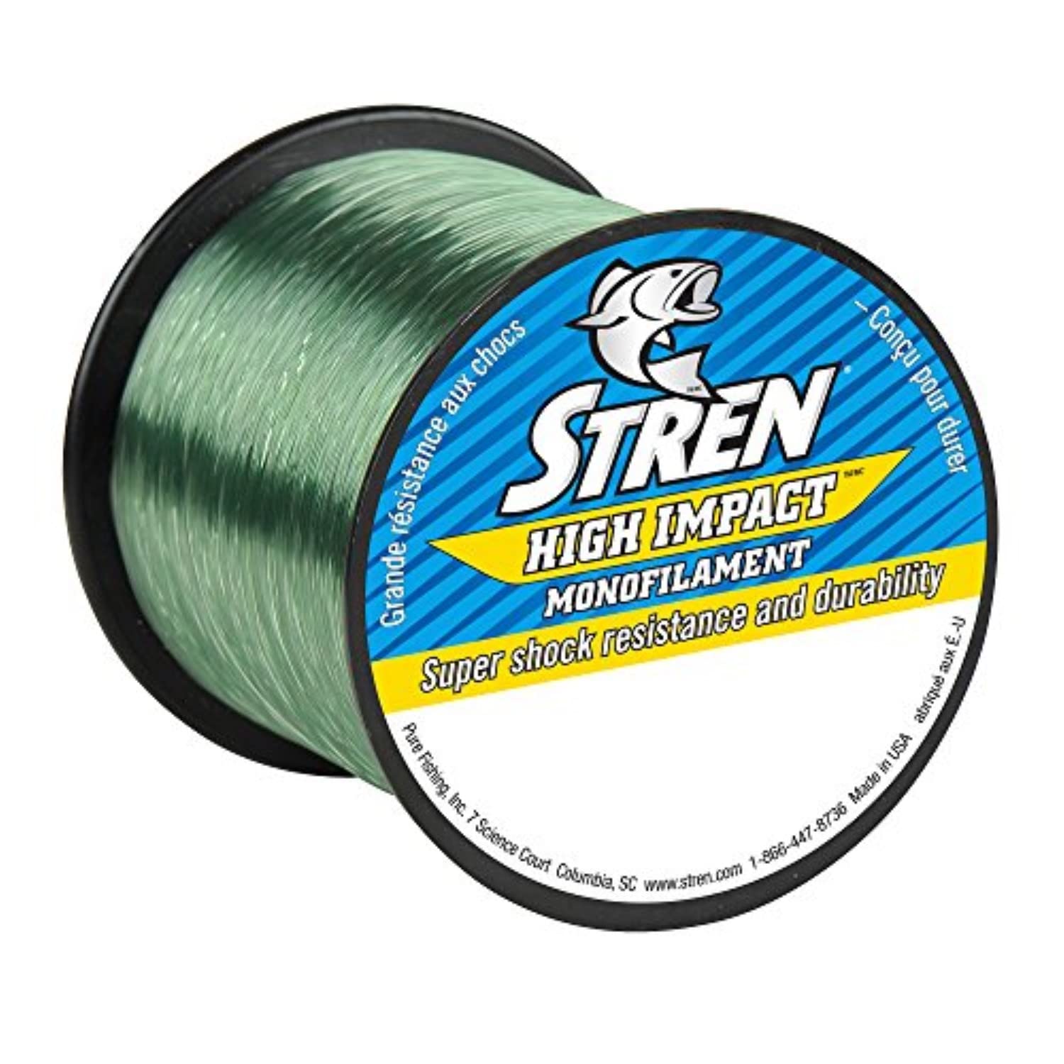 Stren High Impact Monofilament Fishing Line 1275 Yards Lo-Vis Green 10  Pounds