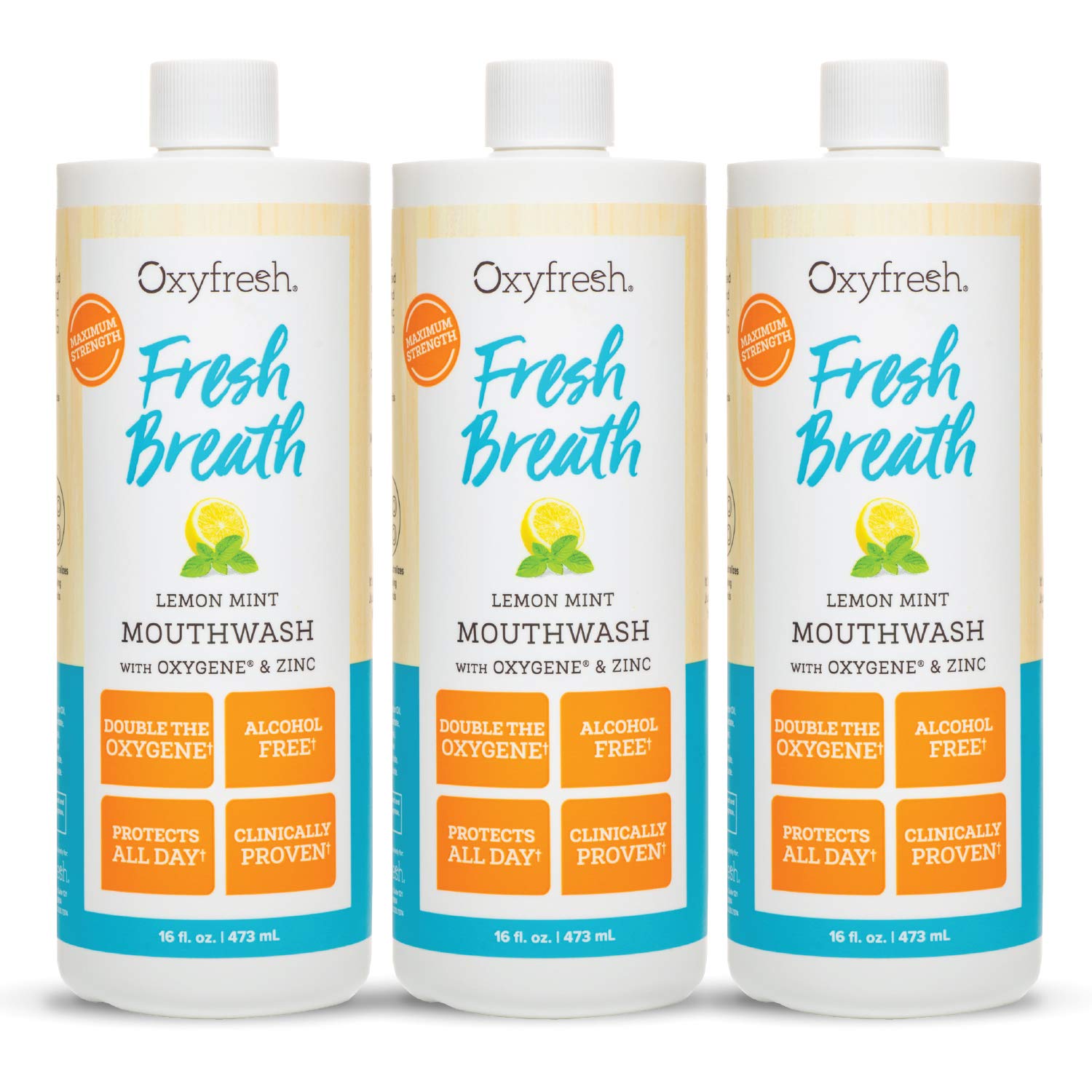Premium Oxyfresh Lemon Mint Fresh Breath Mouthwash Oral Rinse for Bad Breath SLS & Fluoride