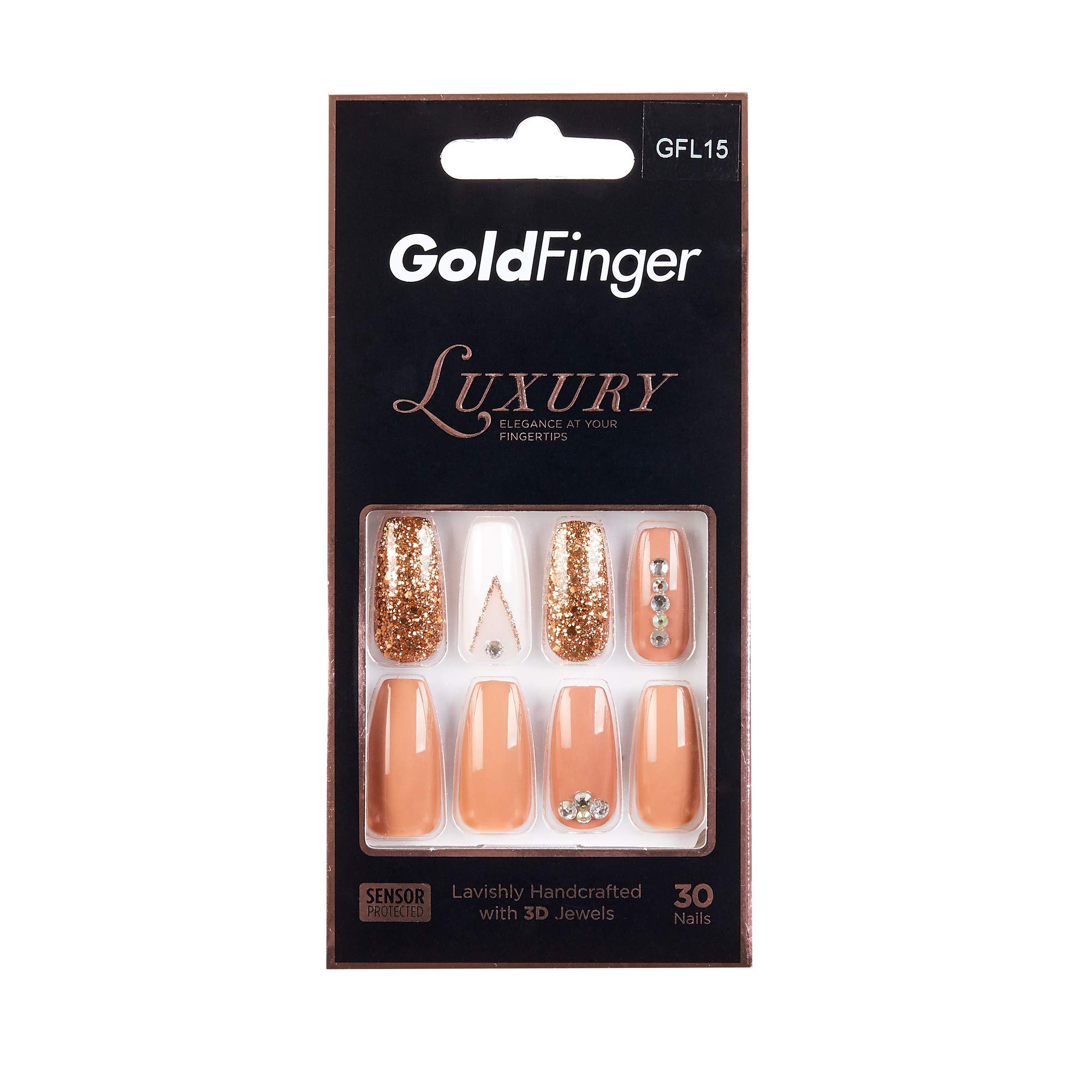 Amazon.com : Gold Finger Full Cover Nails Gel Glam Ready to Wear Gel  Manicure Long Nails : False Nails : Beauty & Personal Care