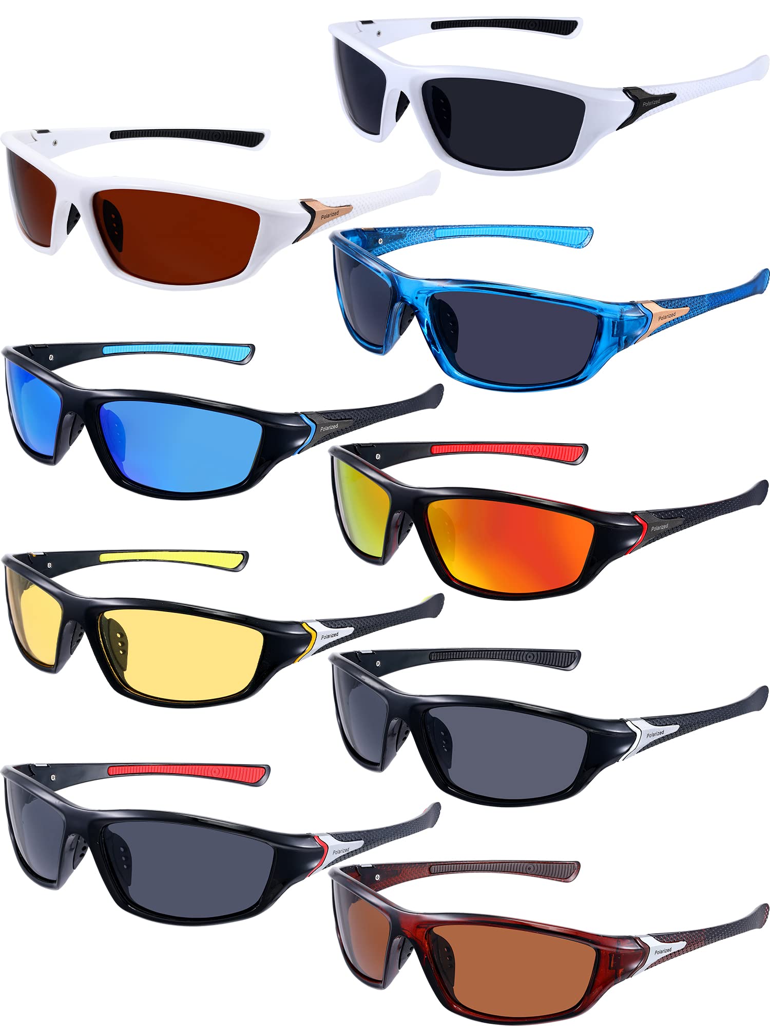 9 Pairs Polarized Sports Sunglasses Driving Shades Running Sunglasses for Men  Polarized Tactical Sunglasses Classic Colors