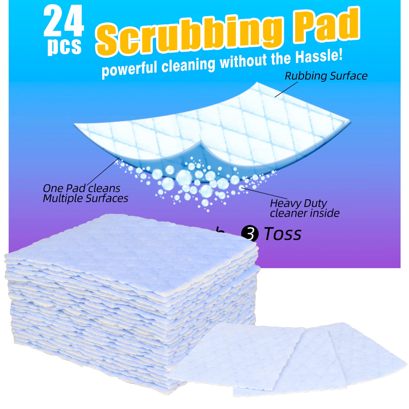 24pcs Non-Scratch Scrub Sponges Kitchen –