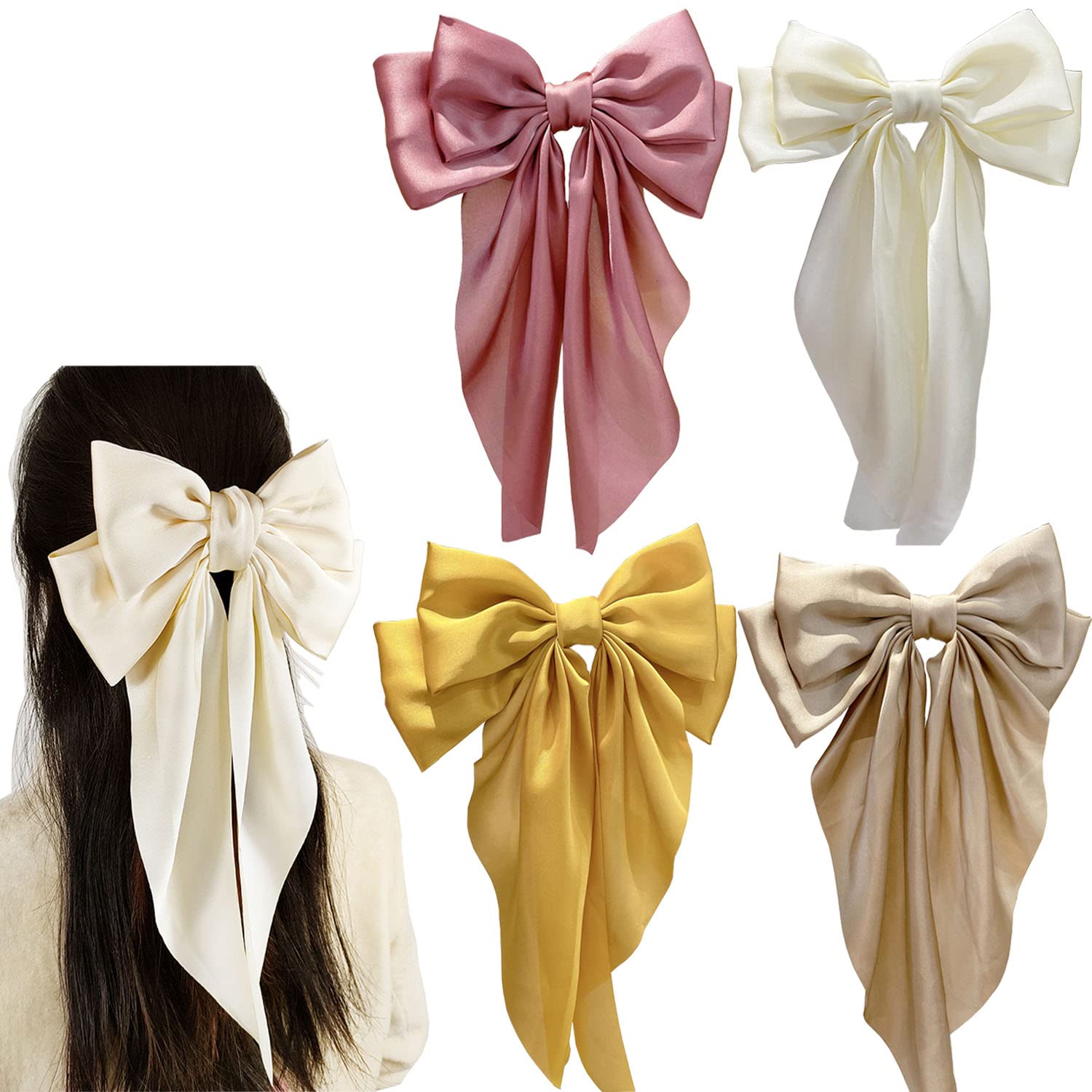 Ribbon Hair Bow Barrette Set