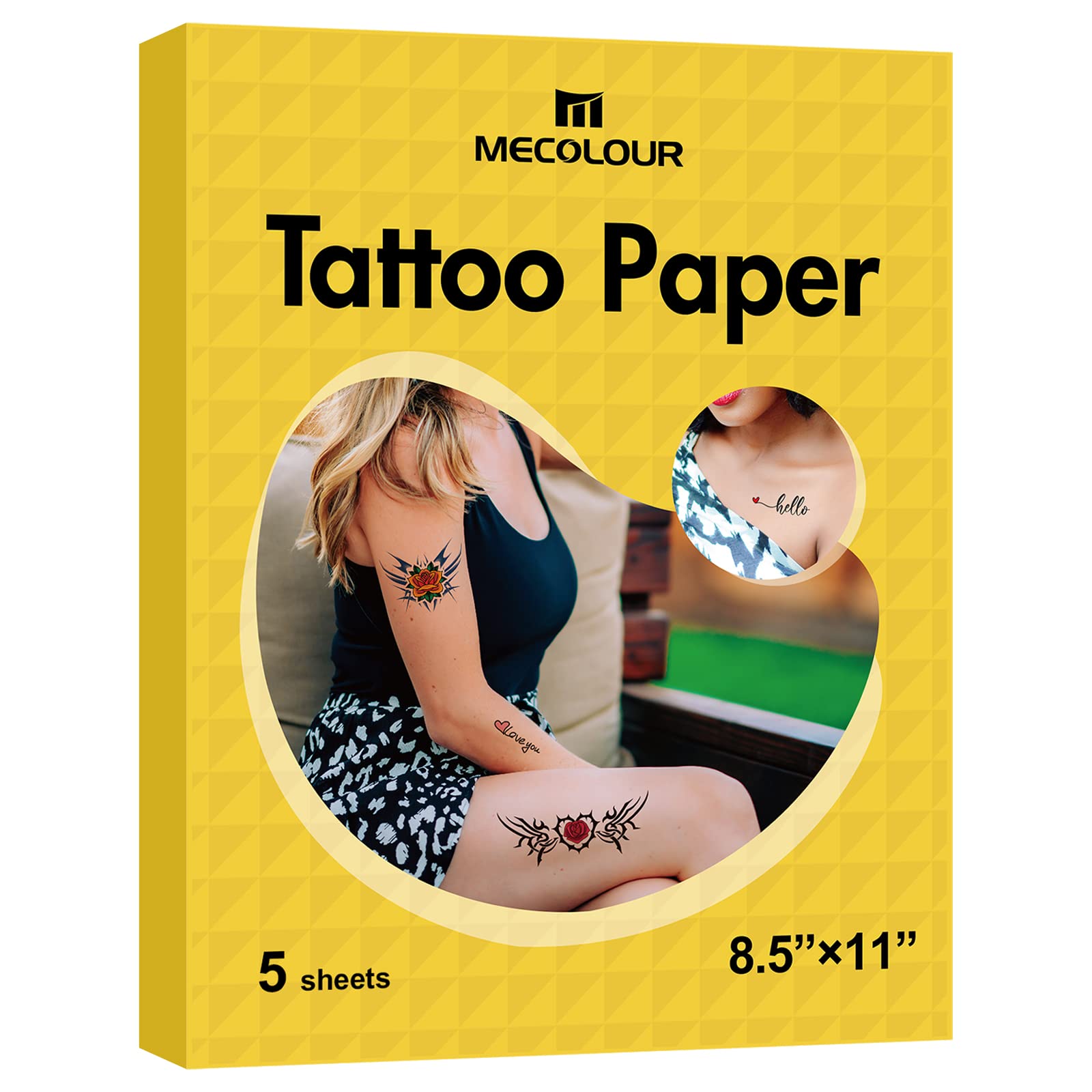 MECOLOUR Printable Temporary Tattoo Paper 5 sets 8.5X11 for Inkjet printer  DIY Image Transfer Decal