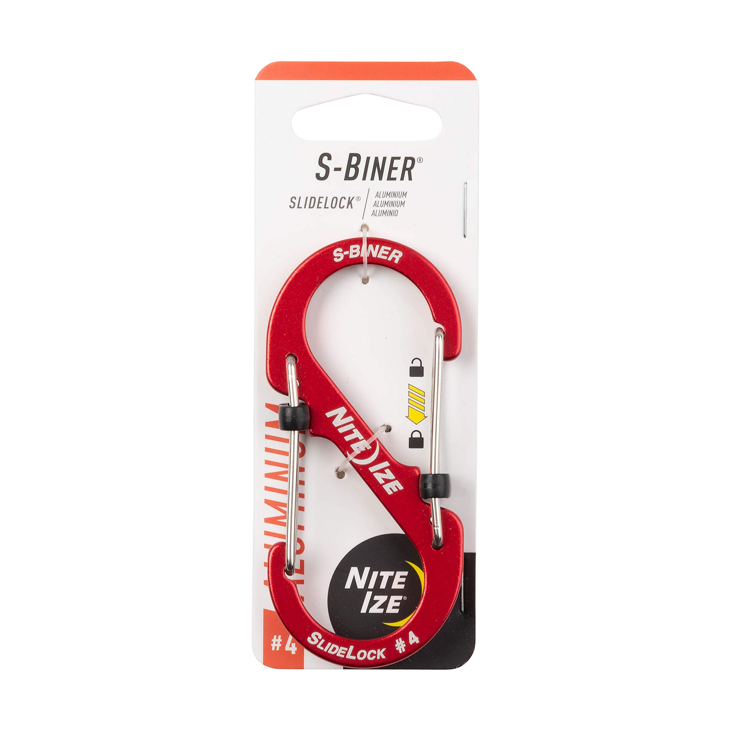Nite Ize LSBA4-10-R6 S-Biner SlideLock Dual Locking Carabiner, Size #4, Red
