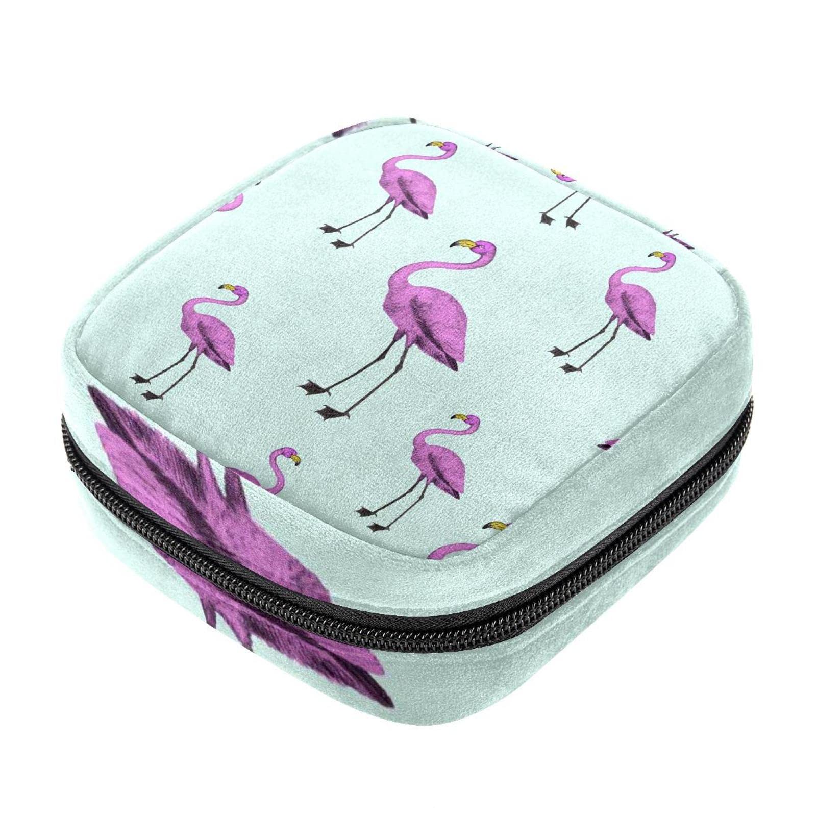 Period Pouch Portable Tampon Storage Bag,Tampon Holder for Purse Feminine  Product Organizer,Flamingo