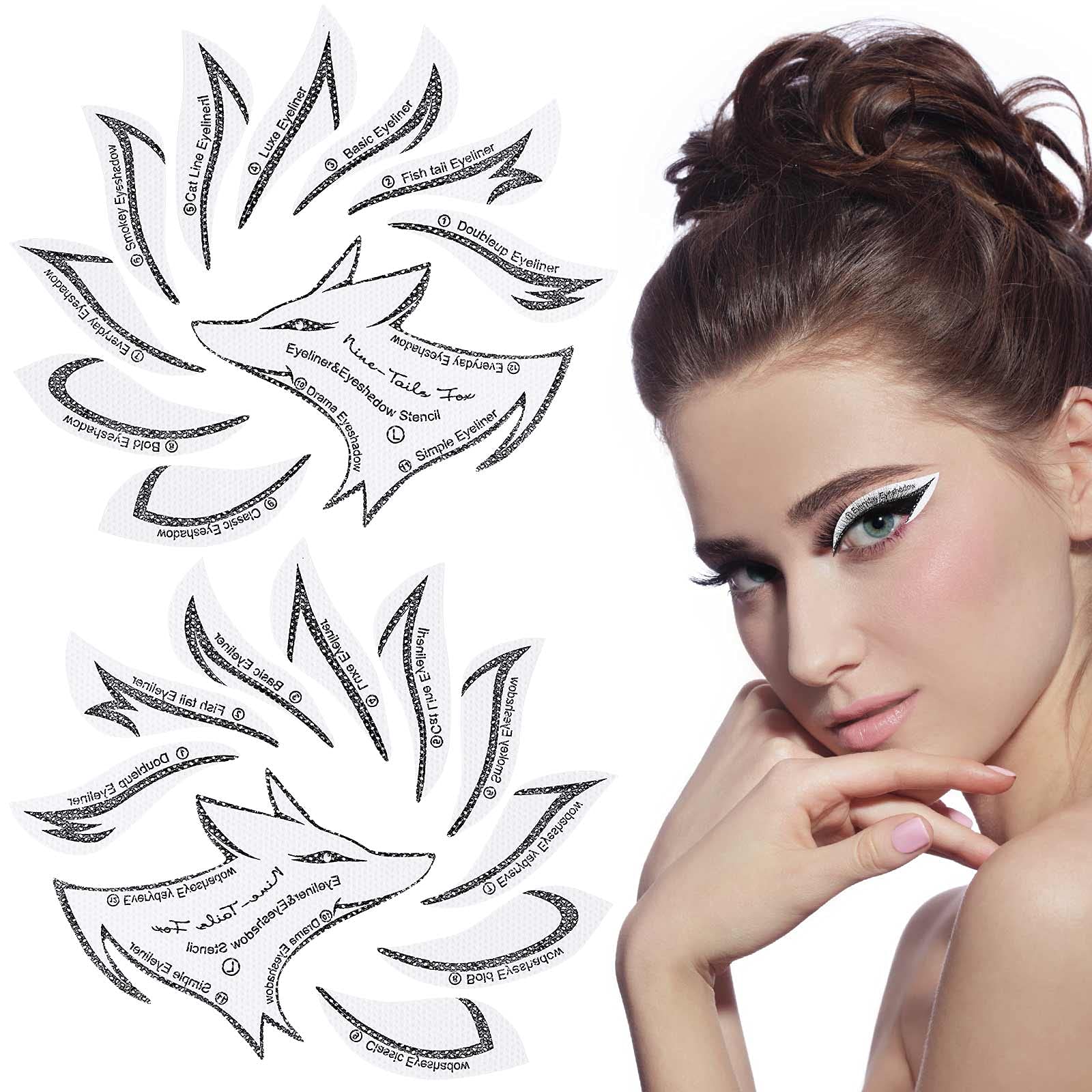 10 Sets Eyeliner Stencil Kit Eyebrow Stencil Set Nonwoven Materials 12