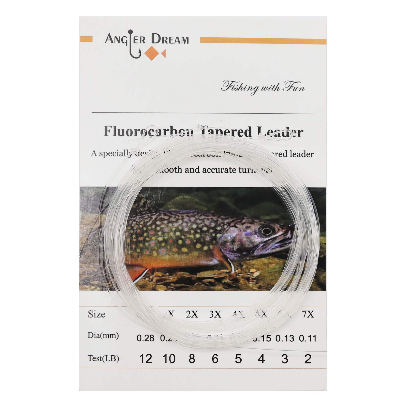 ANGLER DREAM 3 Pack Fluorocarbon Fly Leader 9FT 0x/1x/2x/3x/4x/5x/6x/7x  Fluorocarbon Tapered Fly Fishing Leader. transparent fly leader 5x