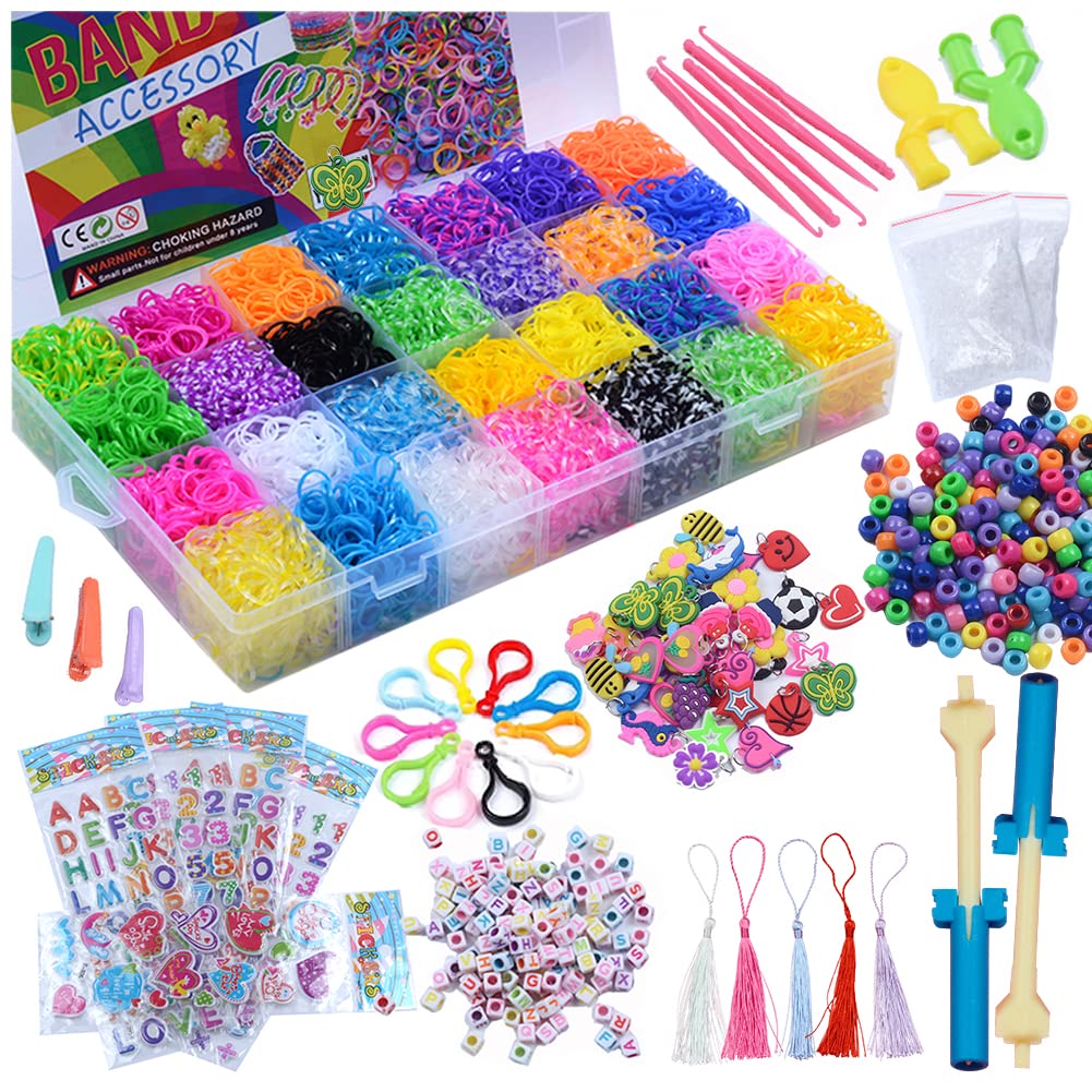 Kayzyue Rubber Band Bracelet Kit Loom Bracelet Making Kit for Bracelet  Making Kit DIY Art with Storage Container - 12000 pcs with Charms,Y-Looms,Crochet  Hooks and S-Clips