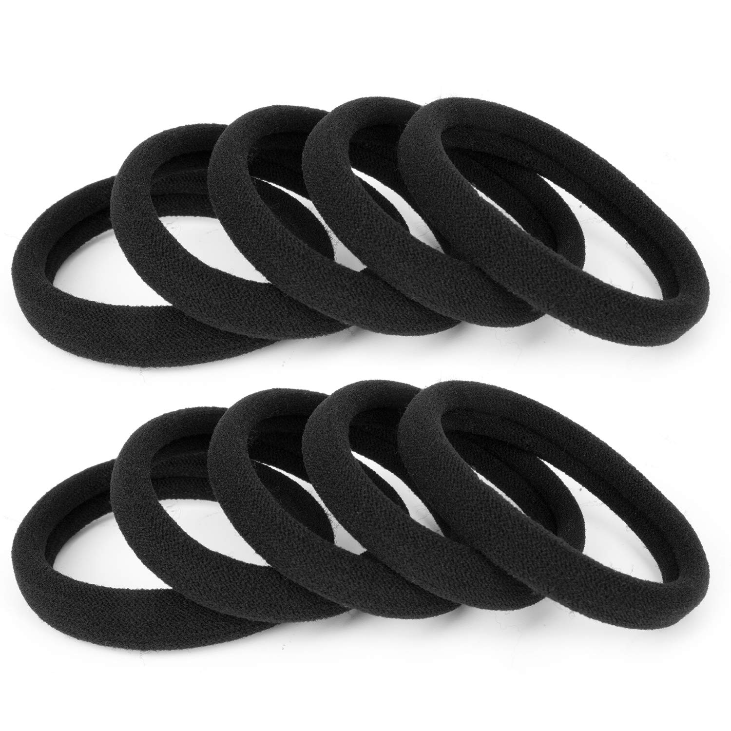 100PCS Large Black Hair Ties Band Thick Cotton Seamless Ponytail Holders  Hair Elastics Hair Bands for