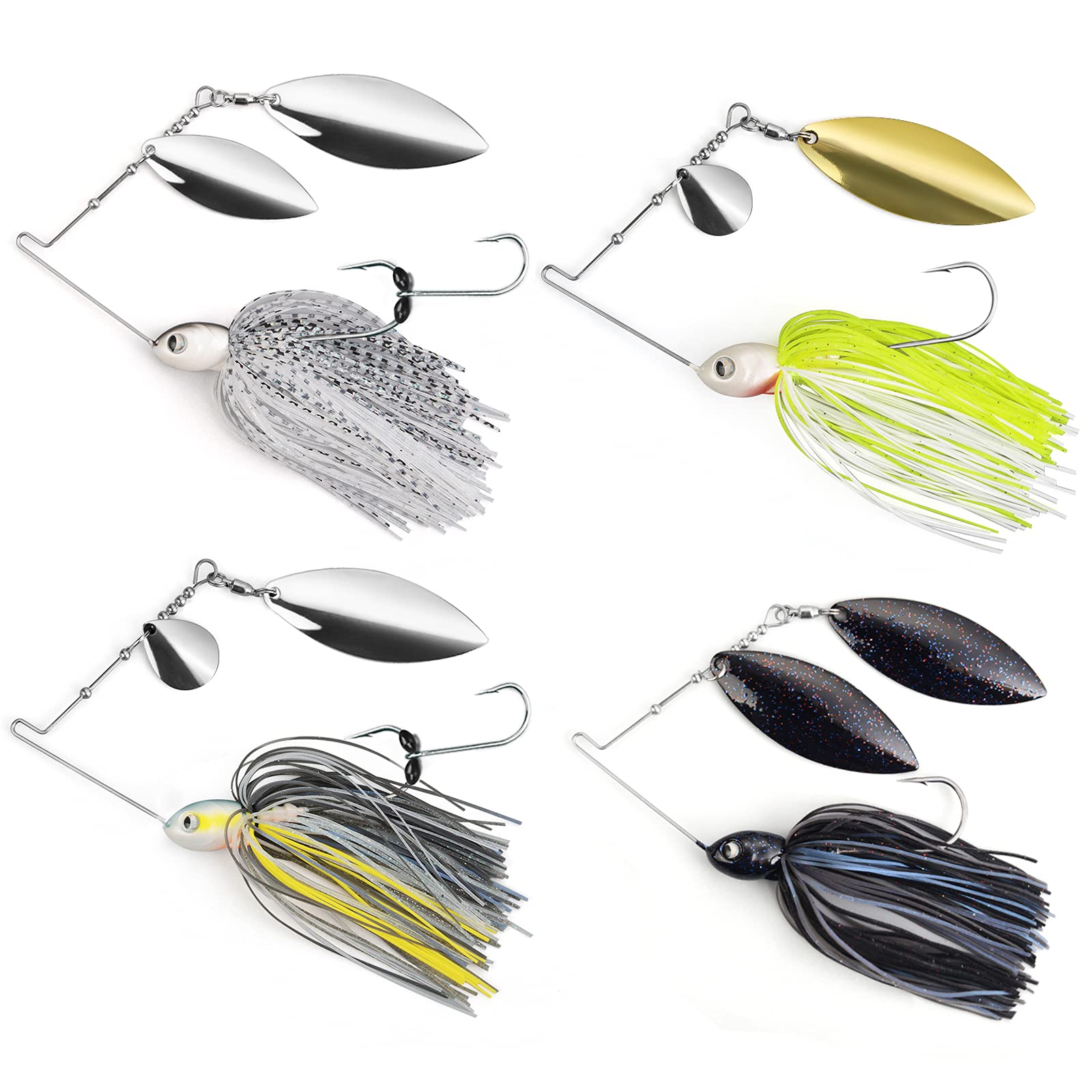 MadBite Spinnerbait Fishing Lures 4 pc Multi-Color Kits & 2 pc Kits  Colorado & Willow