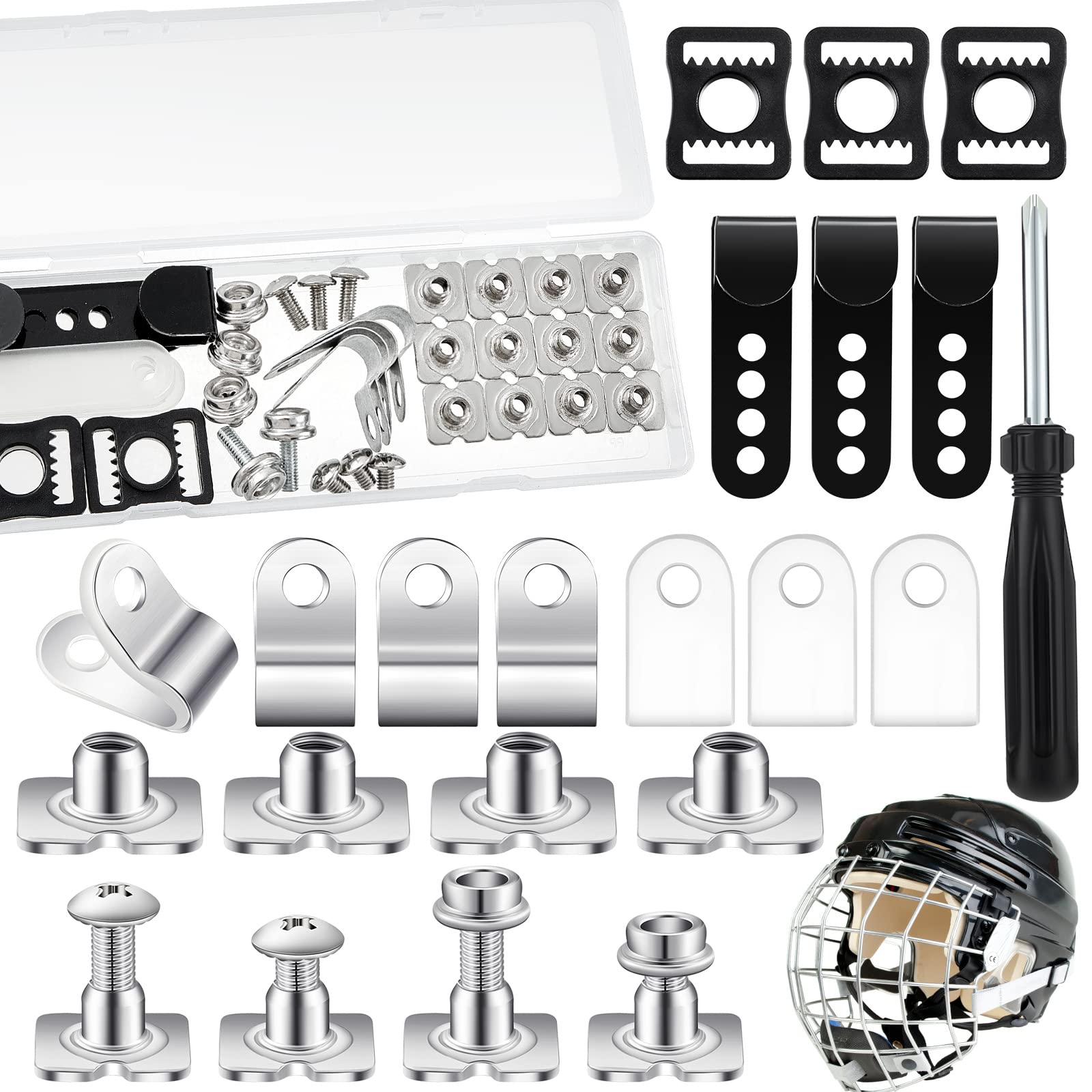 a&r sports universal hockey helmet repair kit-screws clips buckles nuts  (3-pack) 