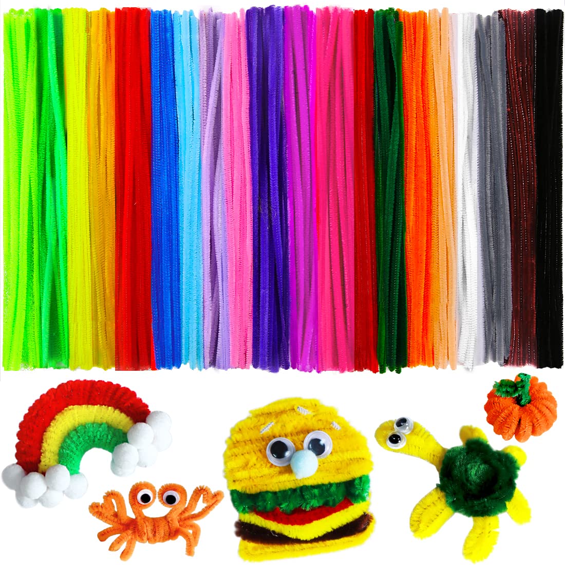 200psc 20colors Pipe Cleaners Chenille Stems Pipe Cleaners for Crafts Pipe  Cleaner Crafts Art and Craft Supplies Small pack Multi-Color