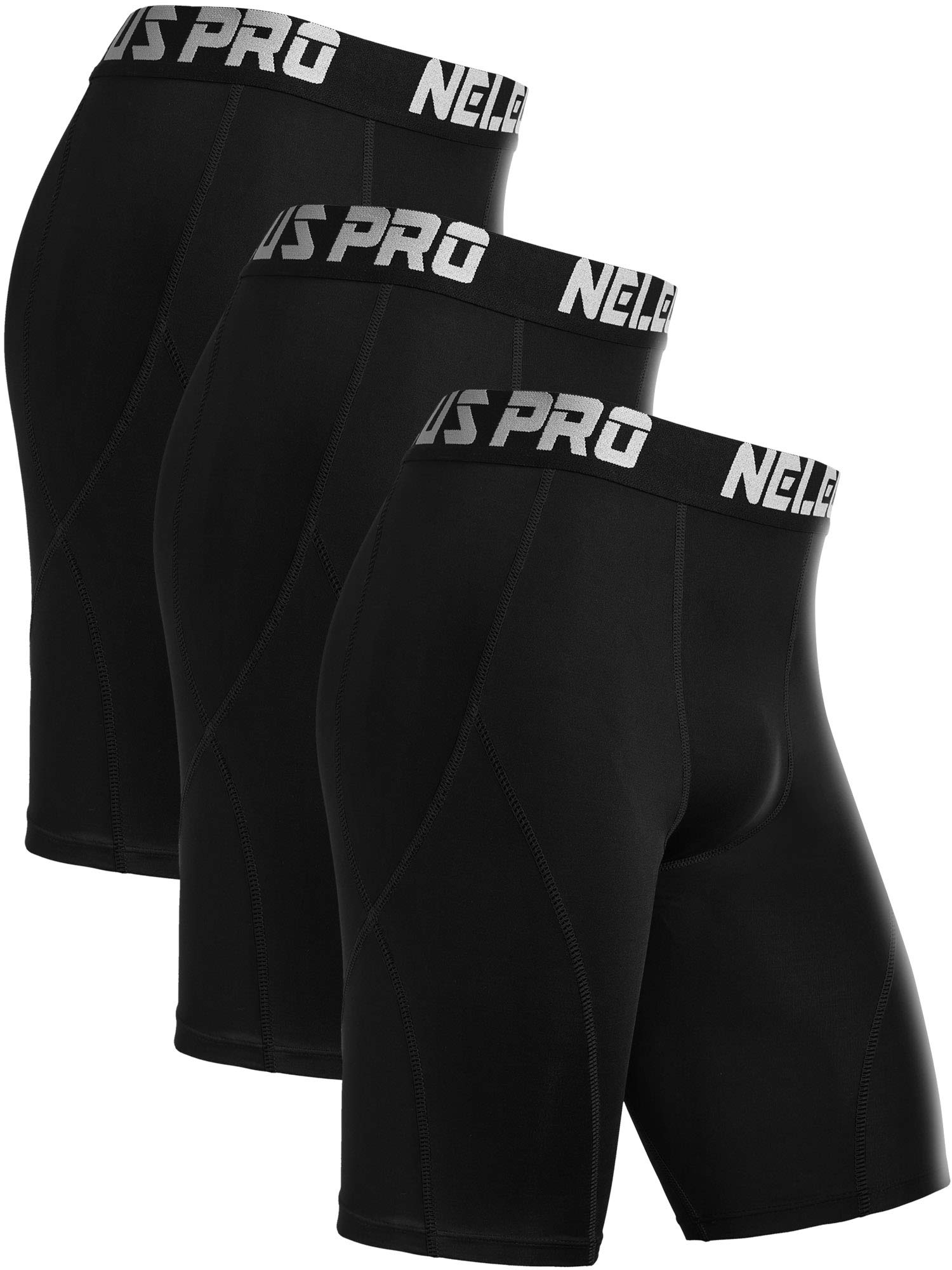 NELEUS Men's Compression Shorts Pack of 3 3X-Large 6012 Black/Black/Black 3  Pack