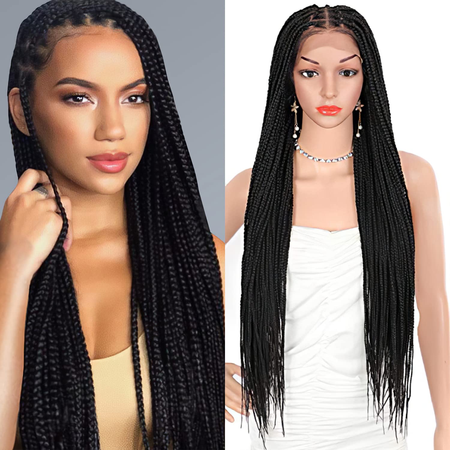 Brinbea 13X6 Lace Front Braided Wigs for Women Premium Synthetic