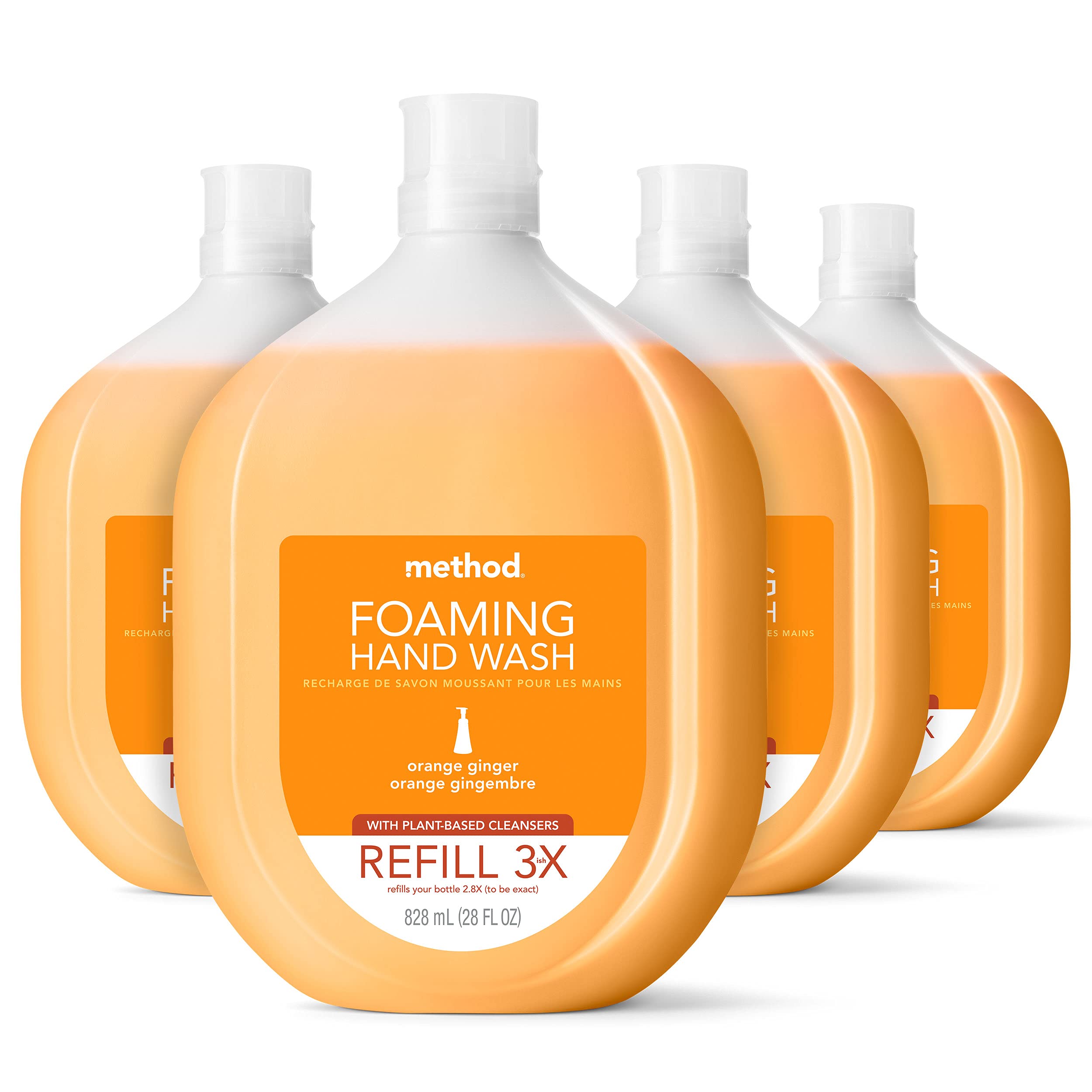 Method Foaming Hand Soap Refill, Orange Ginger, Recyclable Bottle, 28 oz, 4  pack Orange Ginger 28 Ounce (Pack of 4)