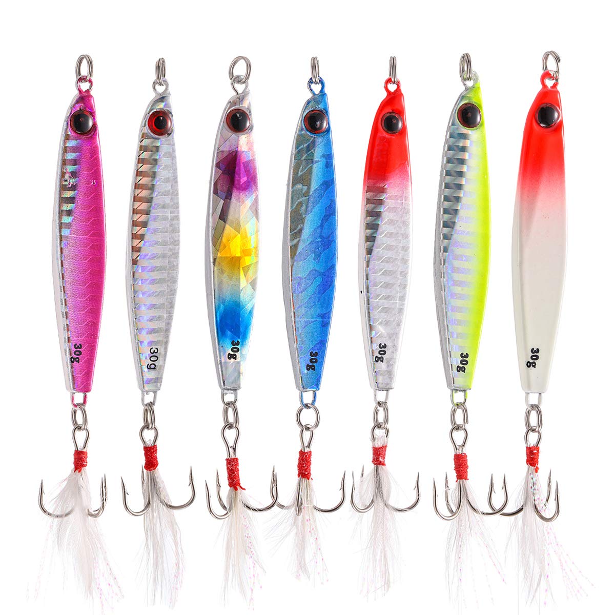 TUXBIN 7pcs Hard Metal sea Sinking Lead Fishing Lures wobbler Pike carp  Trout Perch Squid Catfish