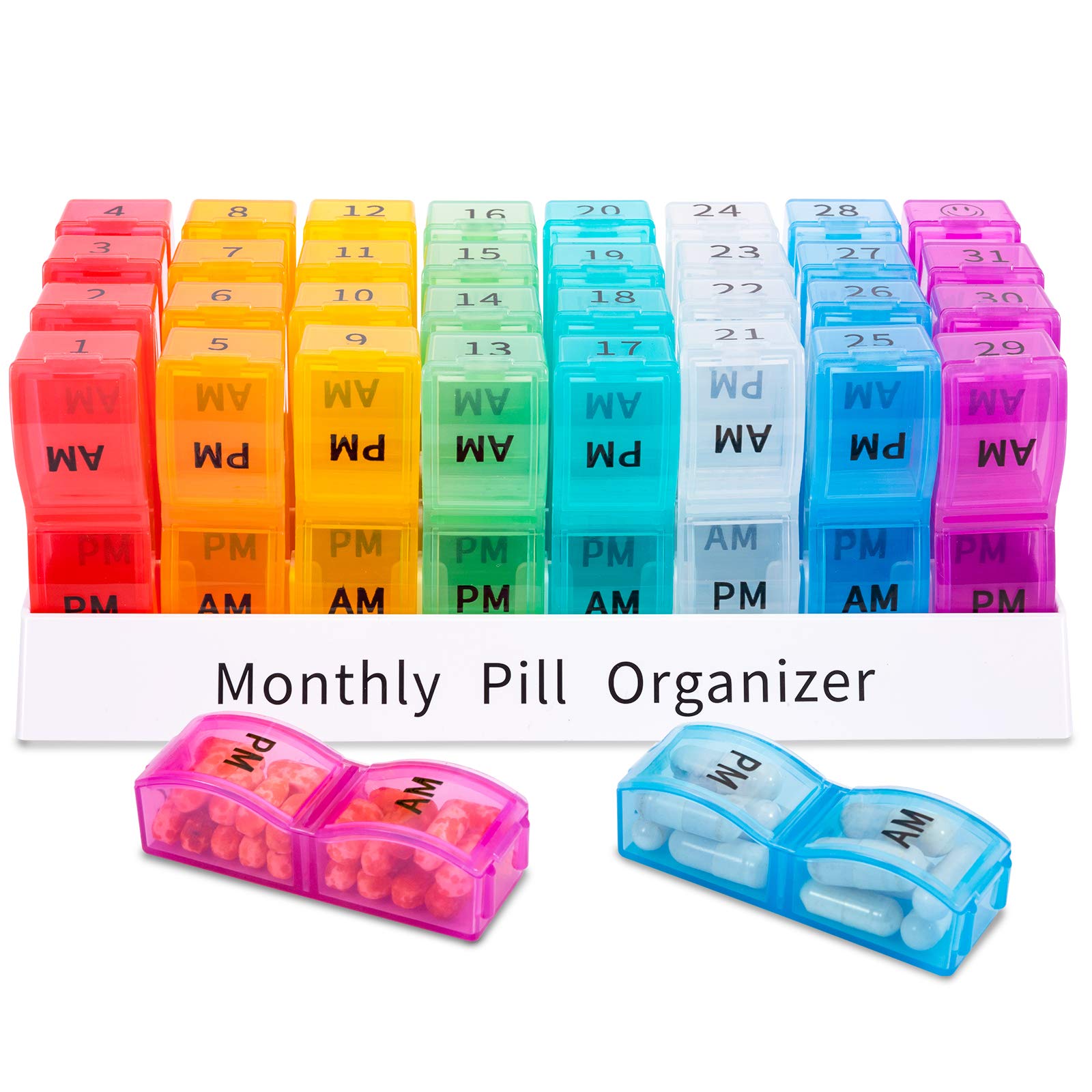 Pill Box 2 Compartment Medicine Pill Case, Portable Pill Box For