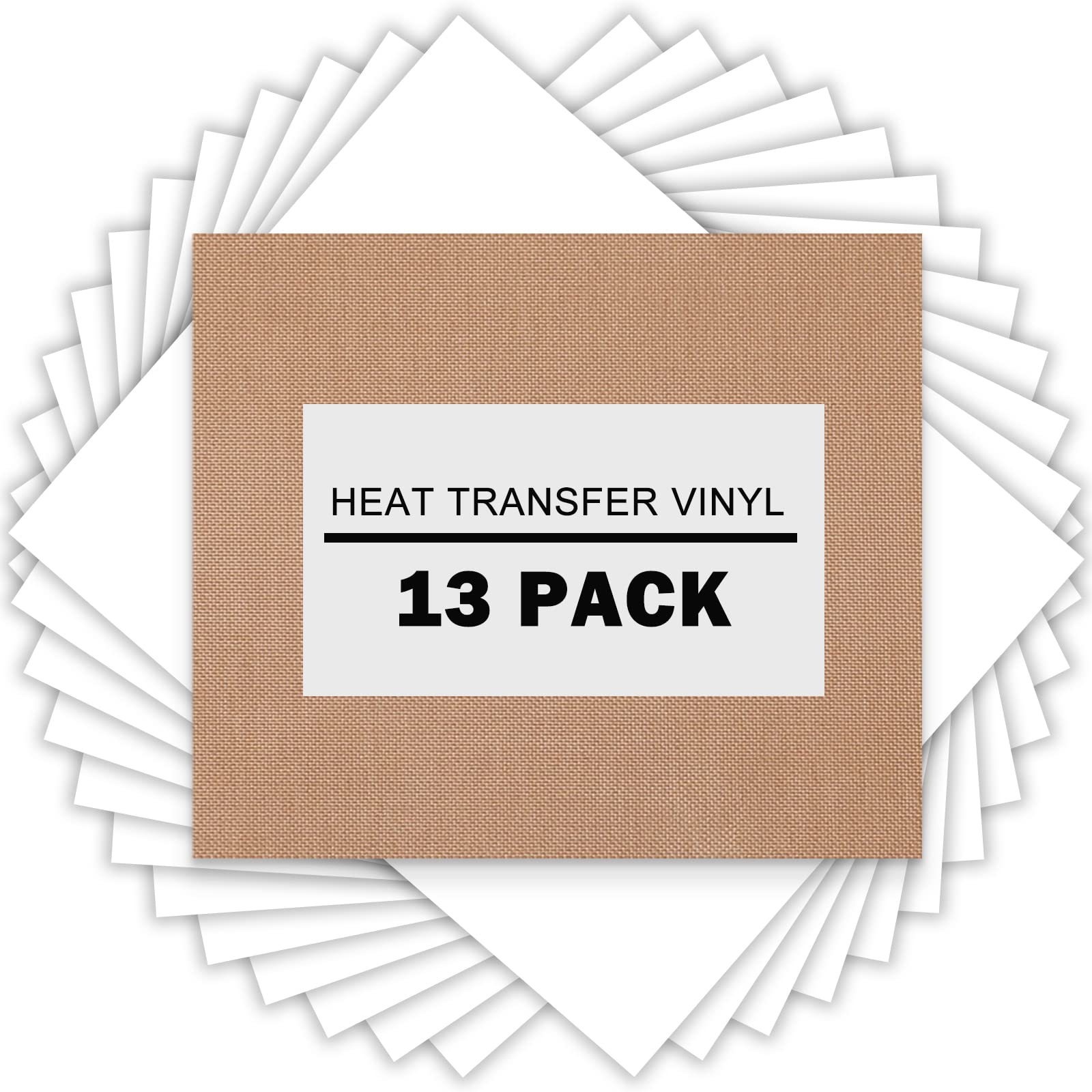 XSEINO HTV Heat Transfer Vinyl Sheets:13Pack 12 x 10 White Iron on Vinyl  for T-Shirt,Heat Transfer Vinyl for Cricut,Silhouette Cameo or Heat Press  Machine(Total 12X10FT) 13 PACK White-A