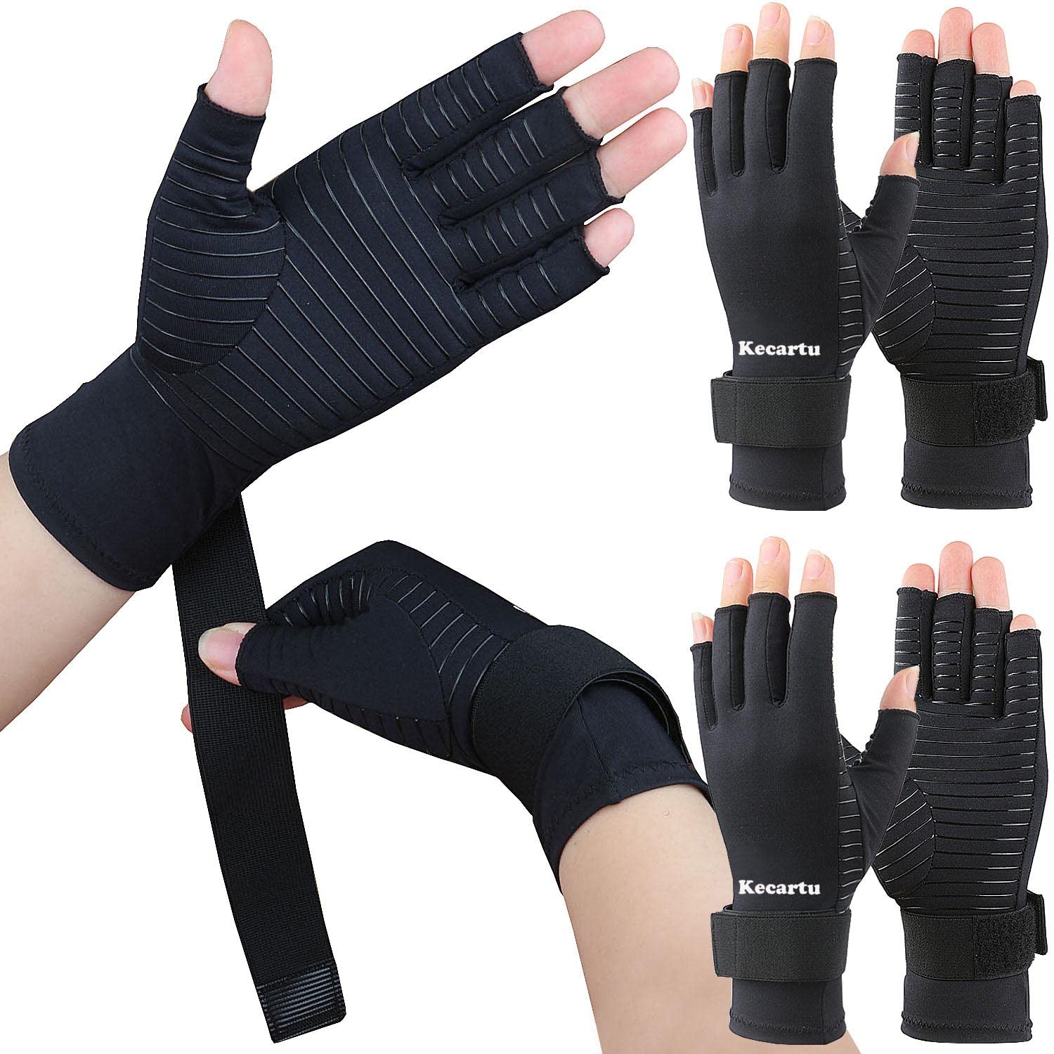 Vive – Guanti Compressione Per Artrite E Tunnel Carpale (Senza Dita, Unisex, Taglia M, Nero)