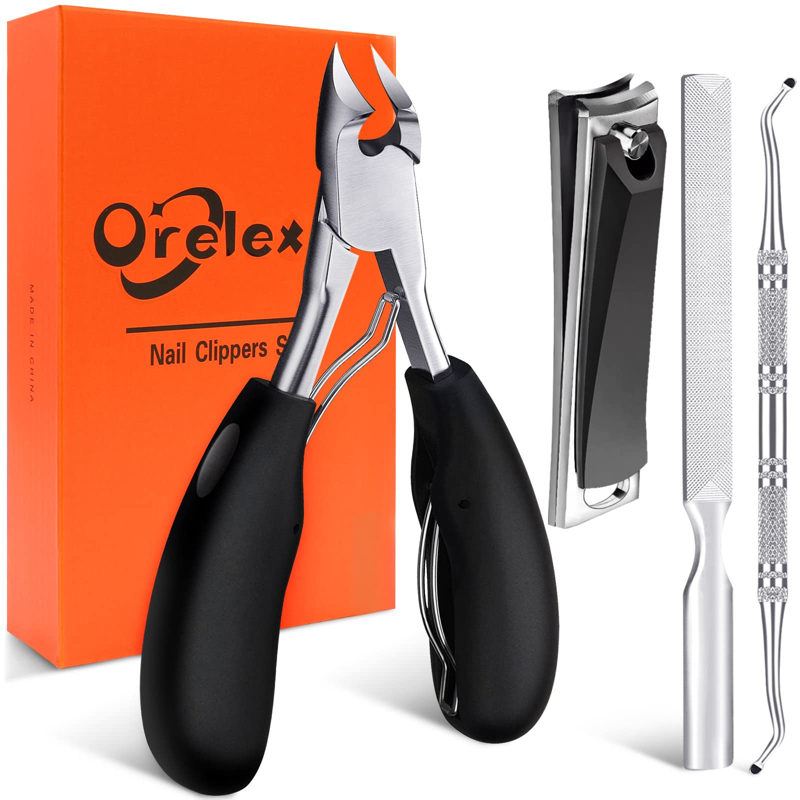 Orelex Toenail Clippers, Toe Nail Clippers for Thick Nails, Have Duty Nail  Clipper Fingernail Clippers for Thick Nails,Seniors, Men, Women, Super  Sharp Curved Blade Grooming Tool Grey+black