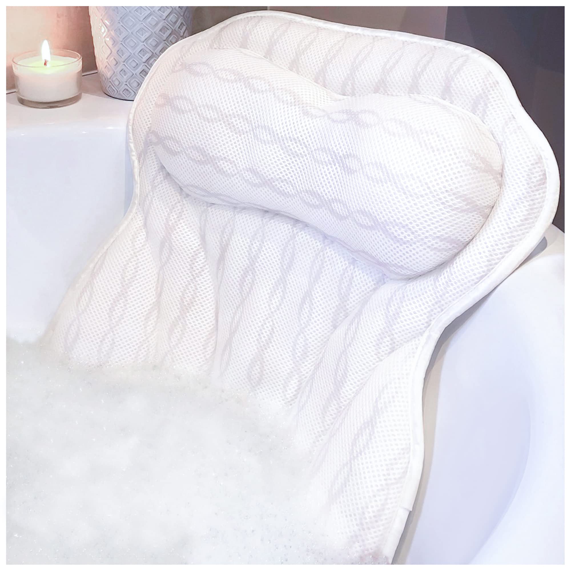 Luxury Bath Pillow - Relieve Stress and Rejuvenate - With Neck and Head  Rest Support - Ergonomic Shape and Extra Soft Mesh - Bathtub Pillow, Bath  Pillows for Tub, Bath Accessories, Bathtub Accessories