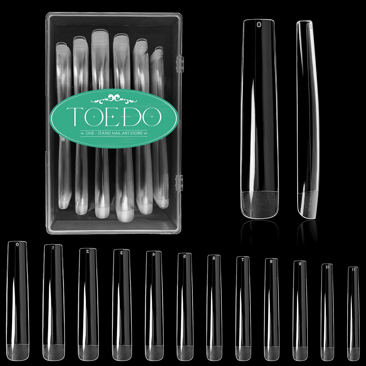 Extra Long Square Nail Tips, TOEDO 3XL Full Cover Straight Square Coffin  Fake Nail 120PCS No