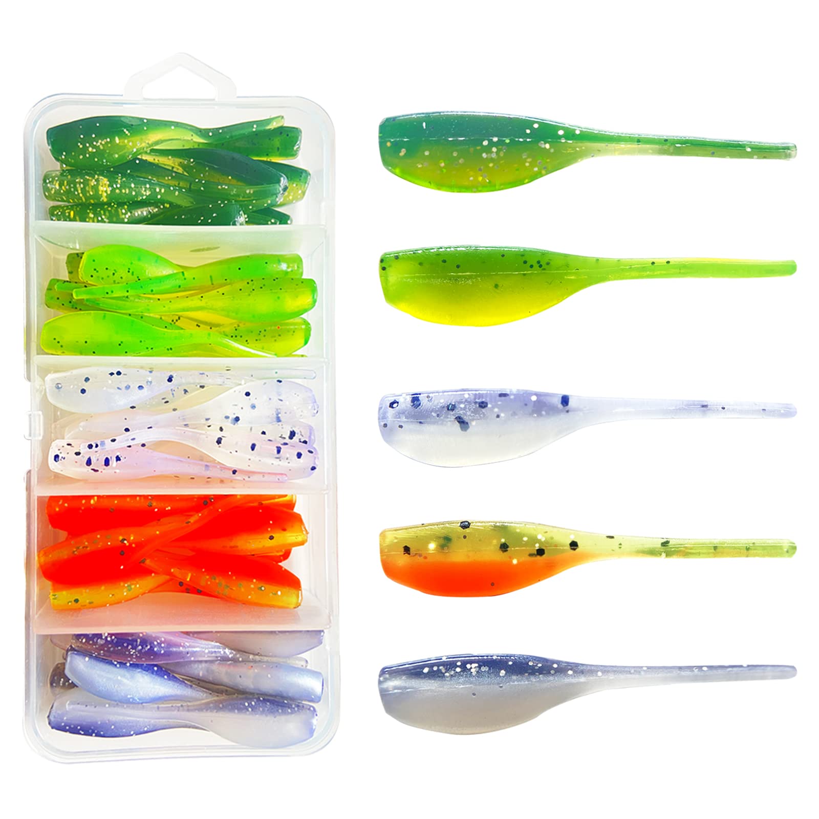 50Pcs Crappie Jigs Lure Set 2 inch Crappie Bait Crappie Jig Heads