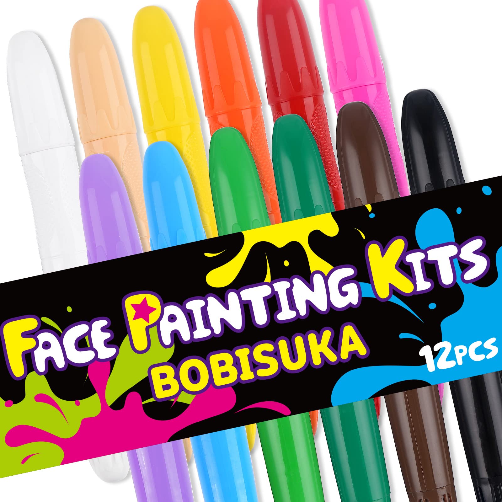  Face Paint Kit for Kids, 12 Colors Washable Halloween