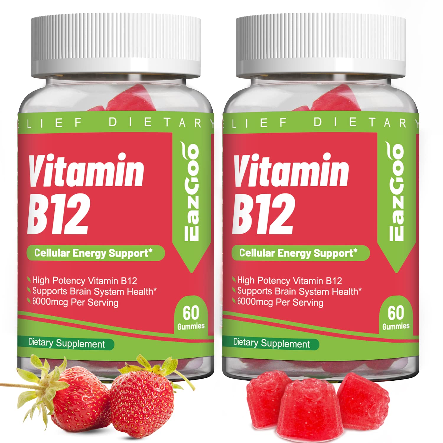 EAZGOO Vitamin B12 Gummies for Adults 2 Pack Extra Strength B12